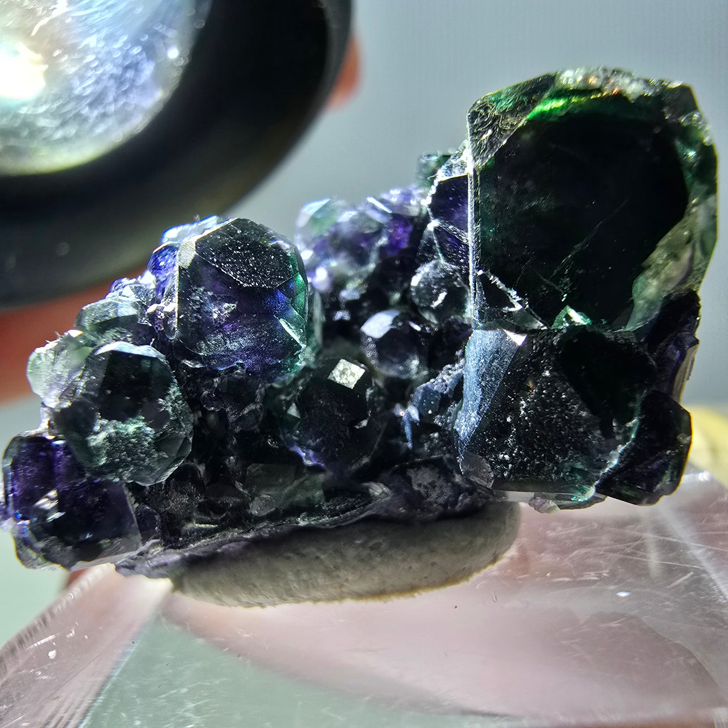 Phantom Fluorit Würfel Stufe, grün lila Okorusu, Namibia 24*19*16mm