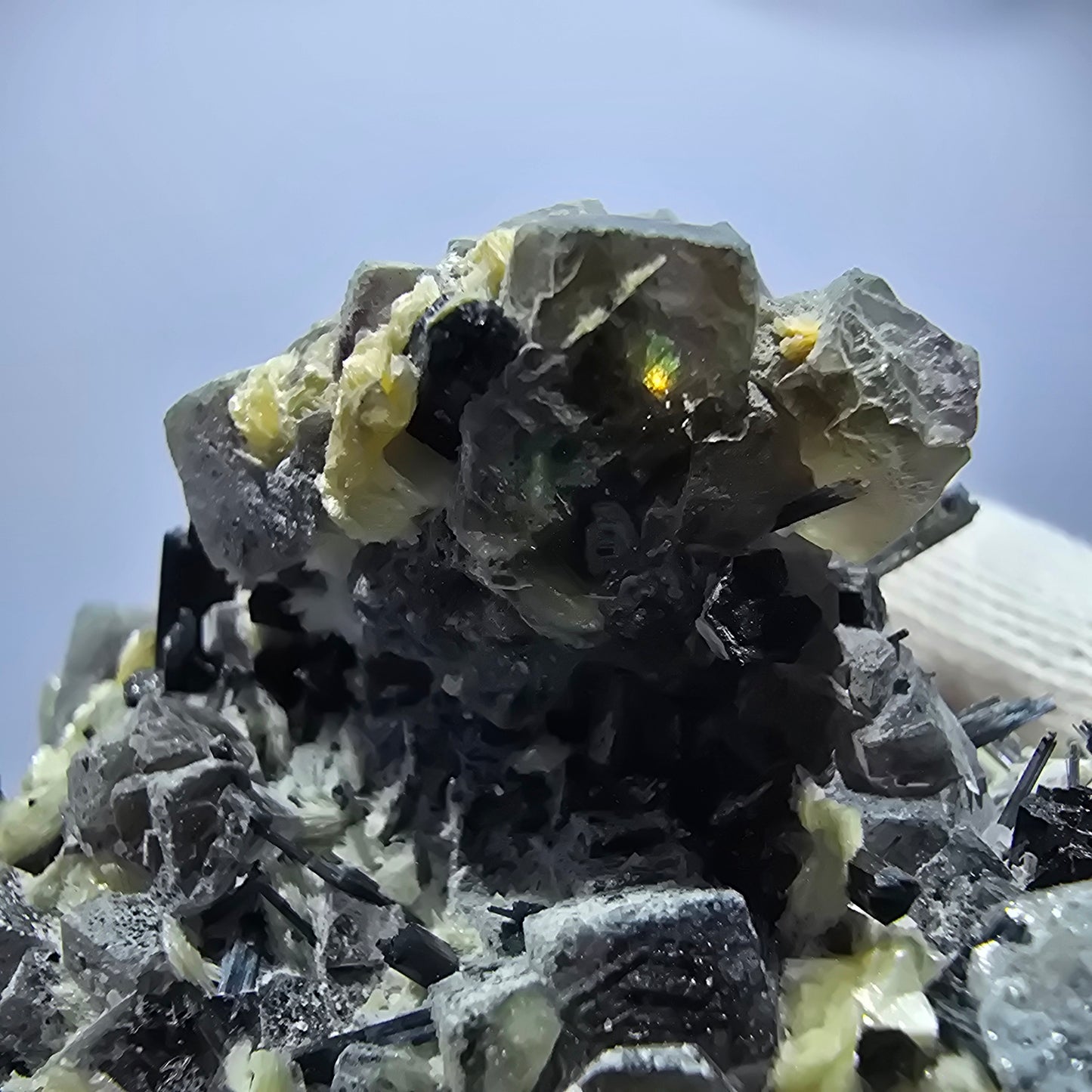 Colorful Phantom Fluorite Cubes Schorl Tourmaline Muscovite Erongo, Namibia 95*71*57mm