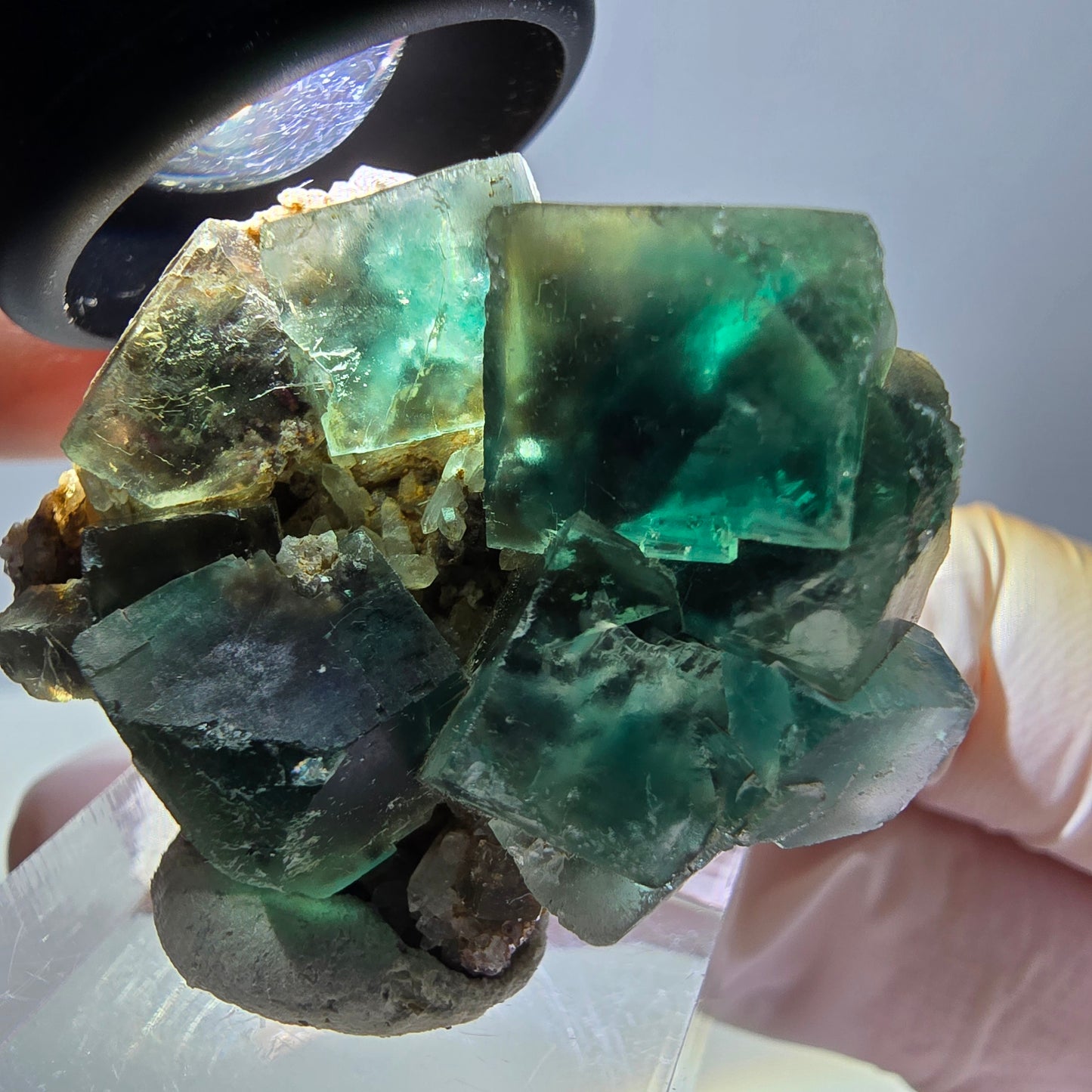 Phantom Fluorit Würfel, Quarz Stufe, grün Okorusu, Namibia 39*32*13mm