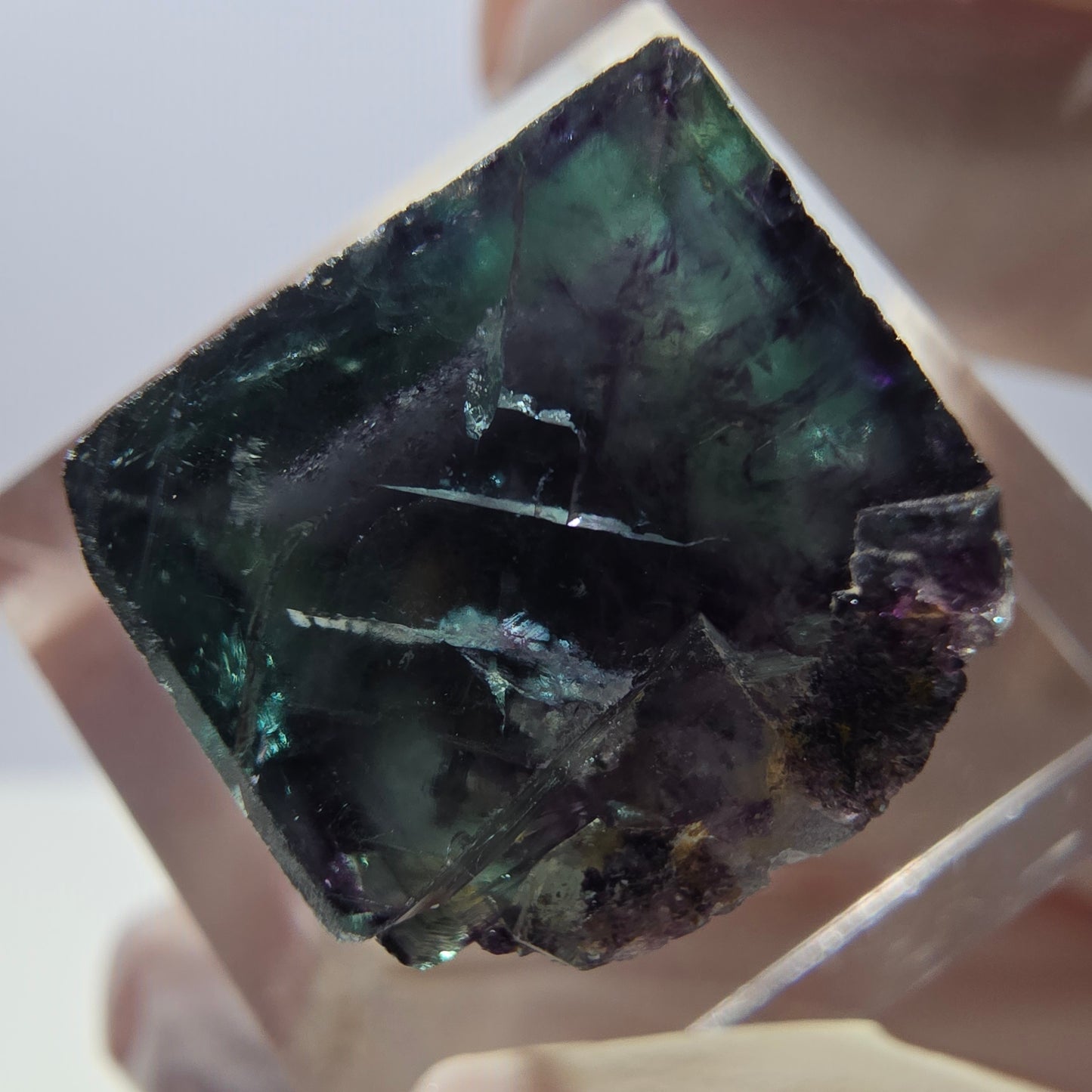 Phantom Fluorit Würfel Stufe, grün lila Okorusu, Namibia 16*14*14mm