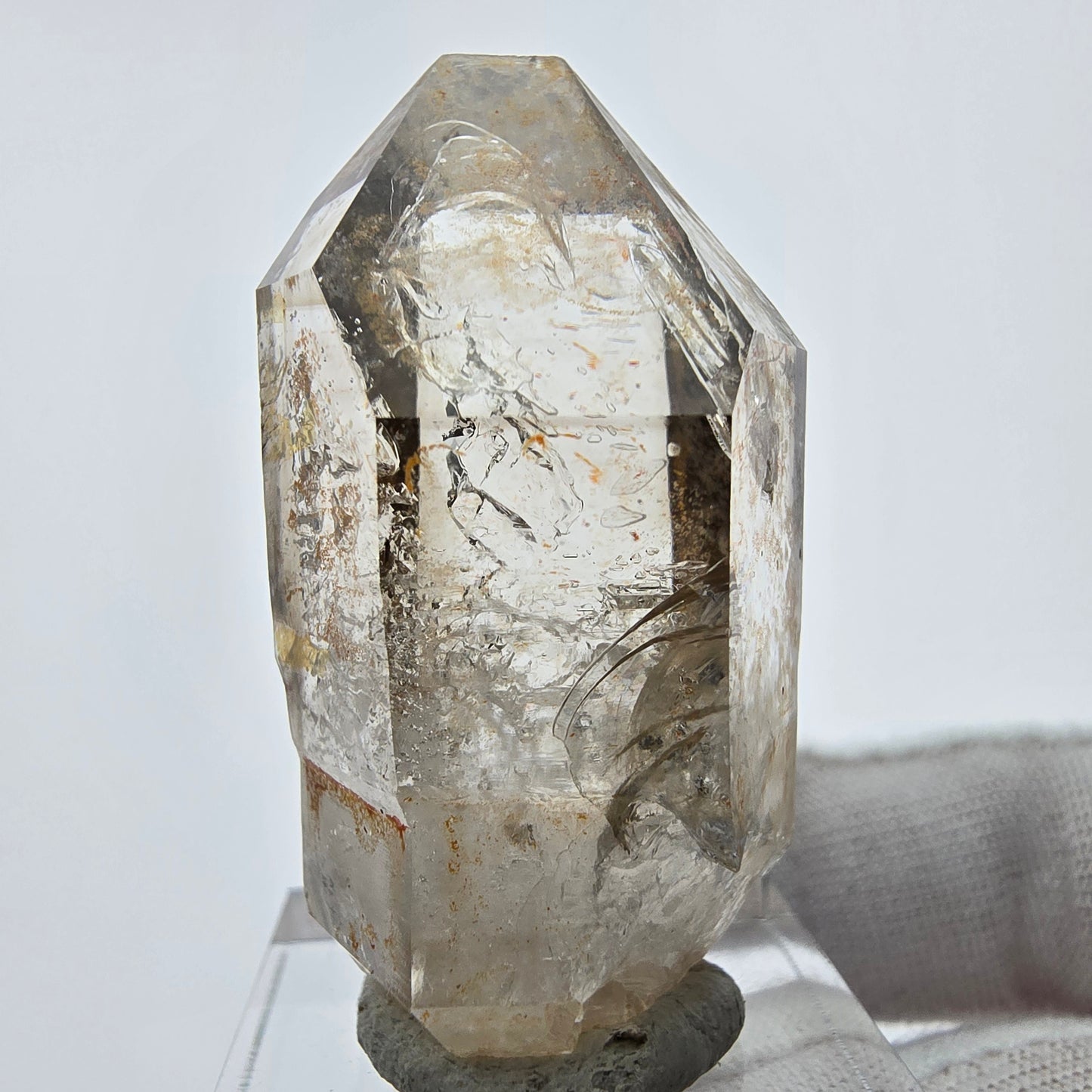 Enhydro Phantom Smoky Quartz Sceptre Tip 1x Bubble Goboboseb, Namibie 43*23*22mm