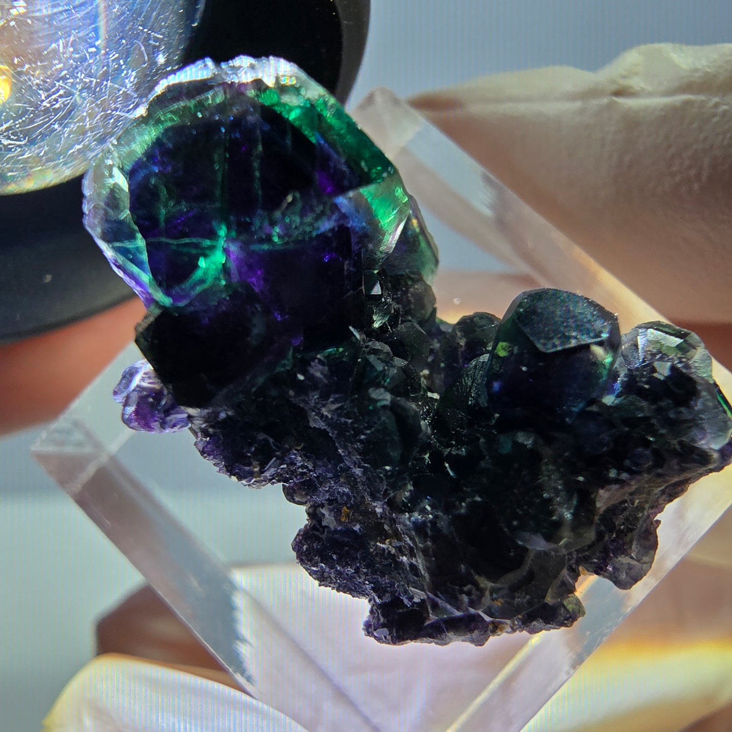 Phantom Fluorit Würfel Stufe, grün lila Okorusu, Namibia 24*19*16mm