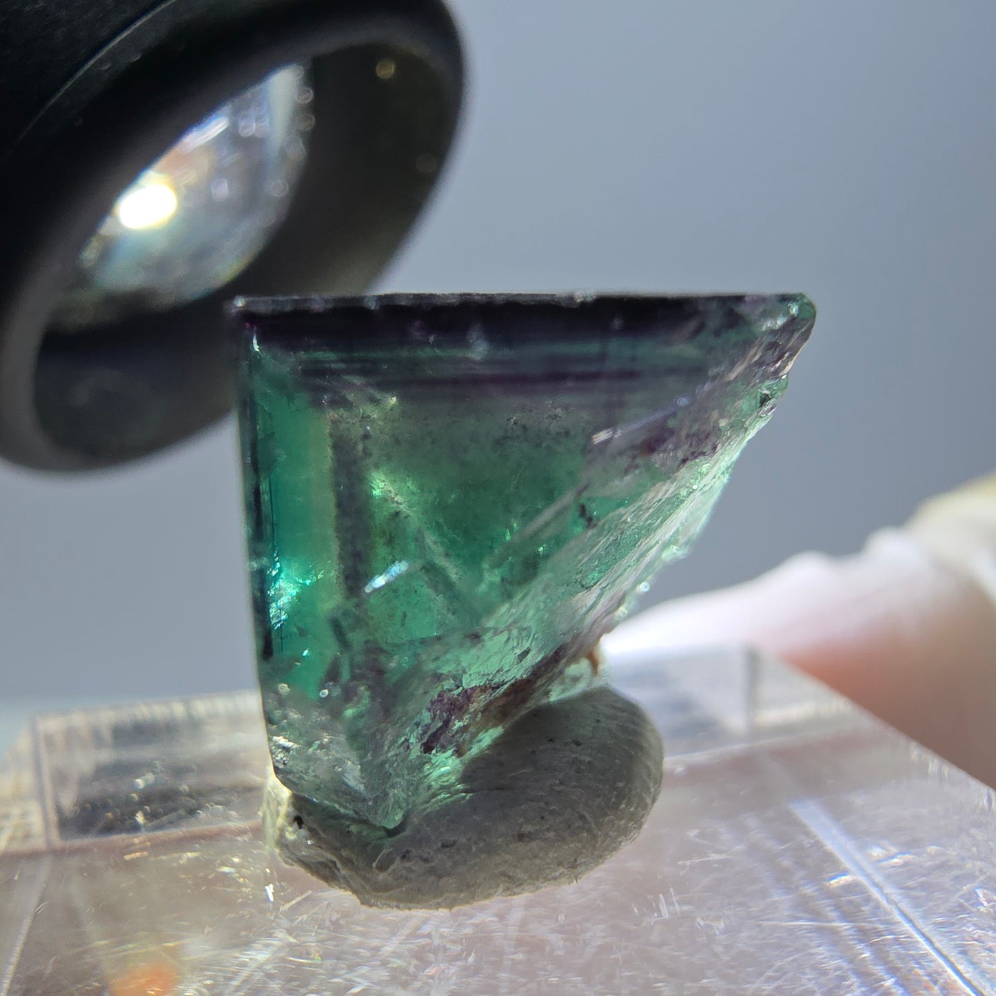 Phantom Fluorit Würfel Stufe, parkettiert grün lila Okorusu, Namibia 14*13*12mm