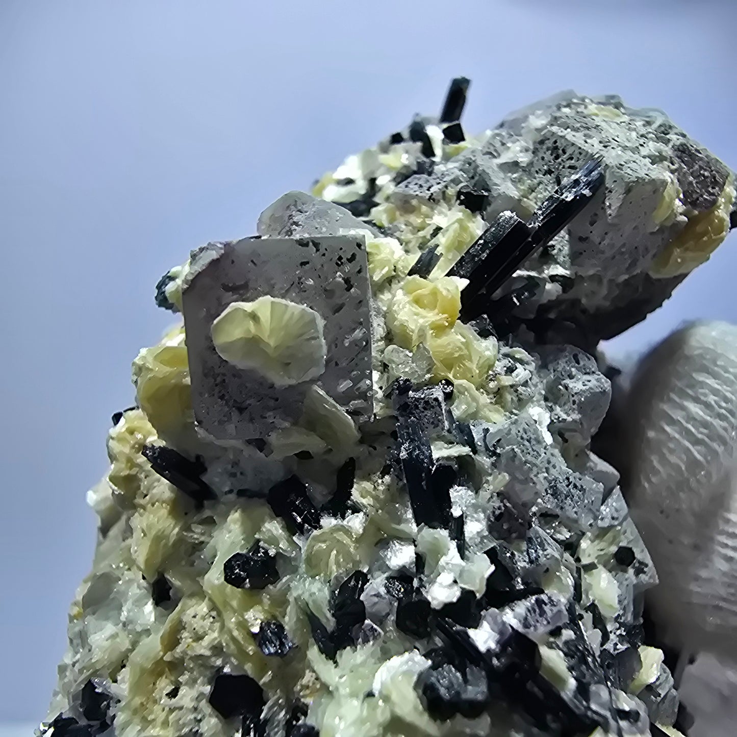 Colorful Phantom Fluorite Cubes Schorl Tourmaline Muscovite Erongo, Namibia 95*71*57mm