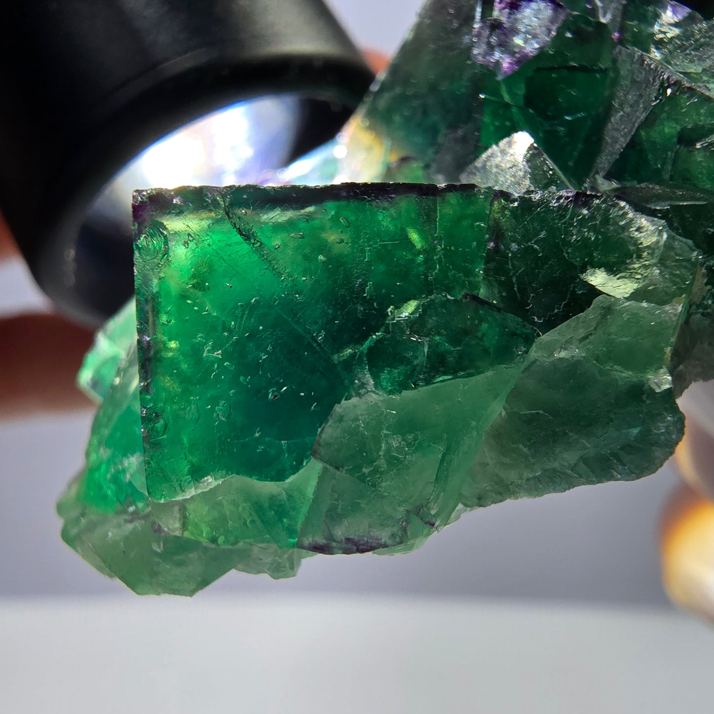 Cube de fluorite fantôme vert étagé, Okorusu, Namibie, 80 x 36 x 20 mm