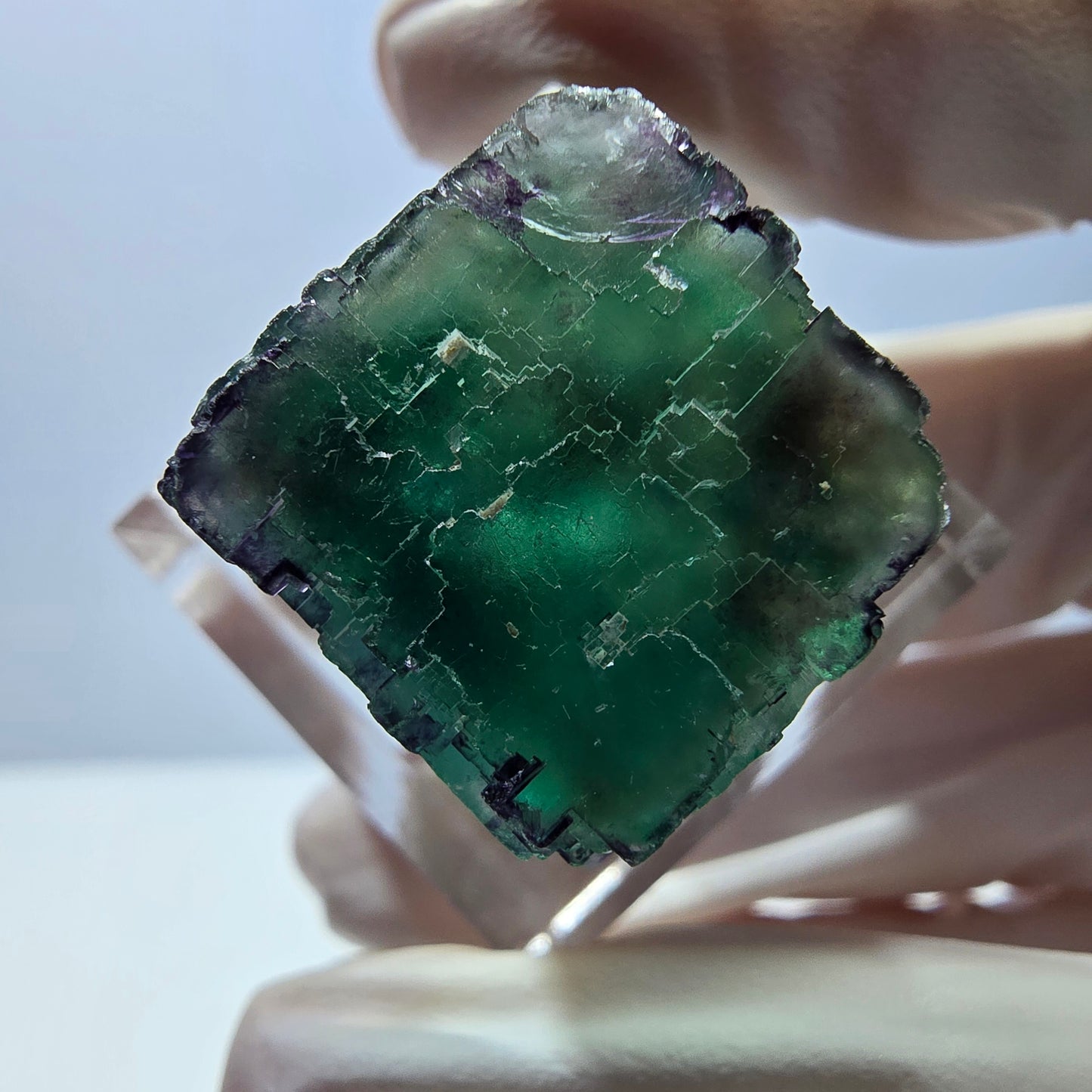 Phantom Fluorit Würfel Stufe, parkettiert grün lila Okorusu, Namibia 20*19*18mm