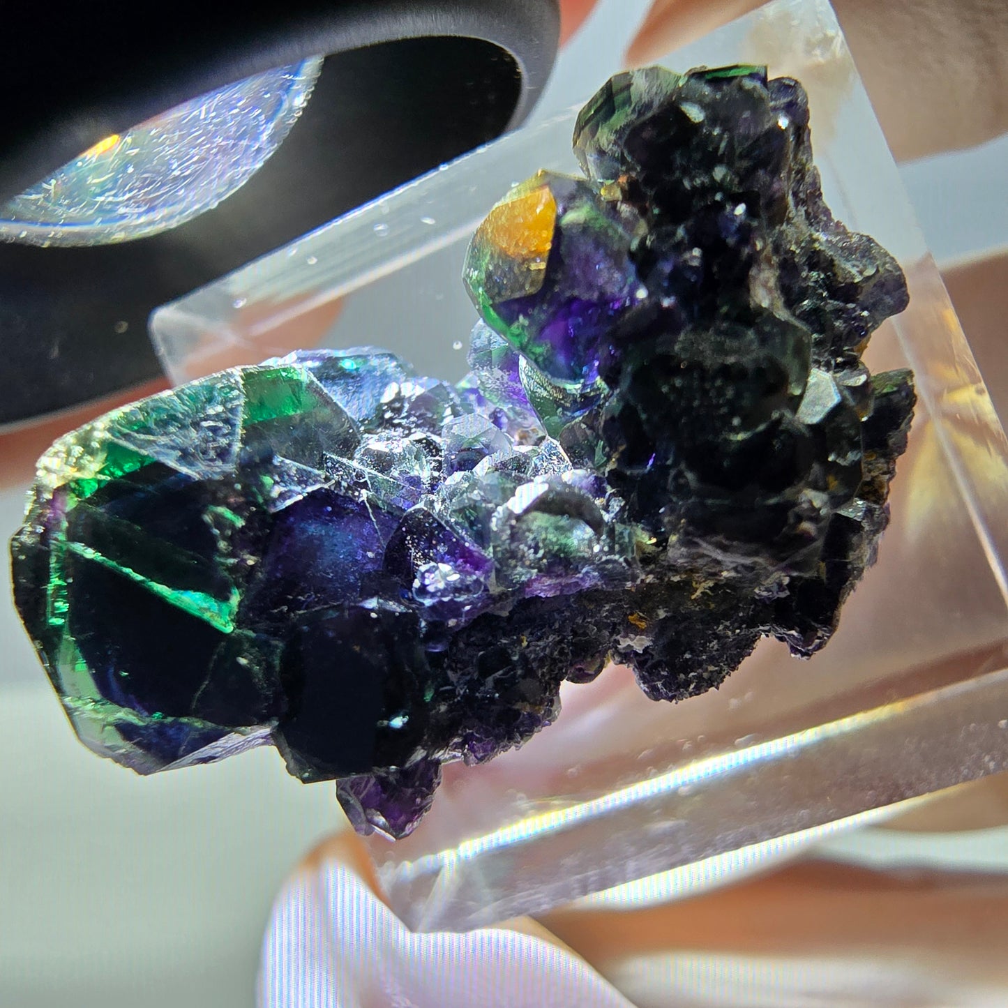 Phantom Fluorit Würfel Stufe, grün lila Okorusu, Namibia 24*19*16mm