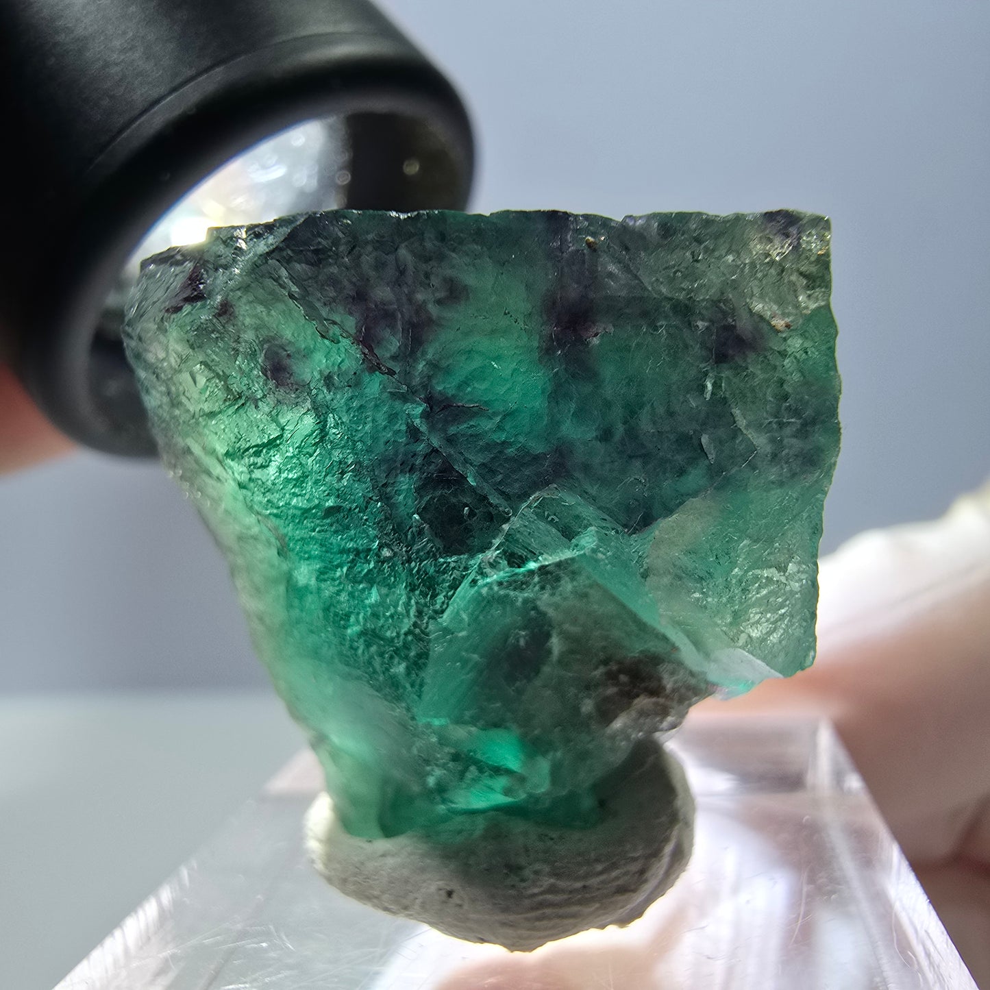 Phantom Fluorit Würfel Stufe, parkettiert grün lila Okorusu, Namibia 25*23*18mm