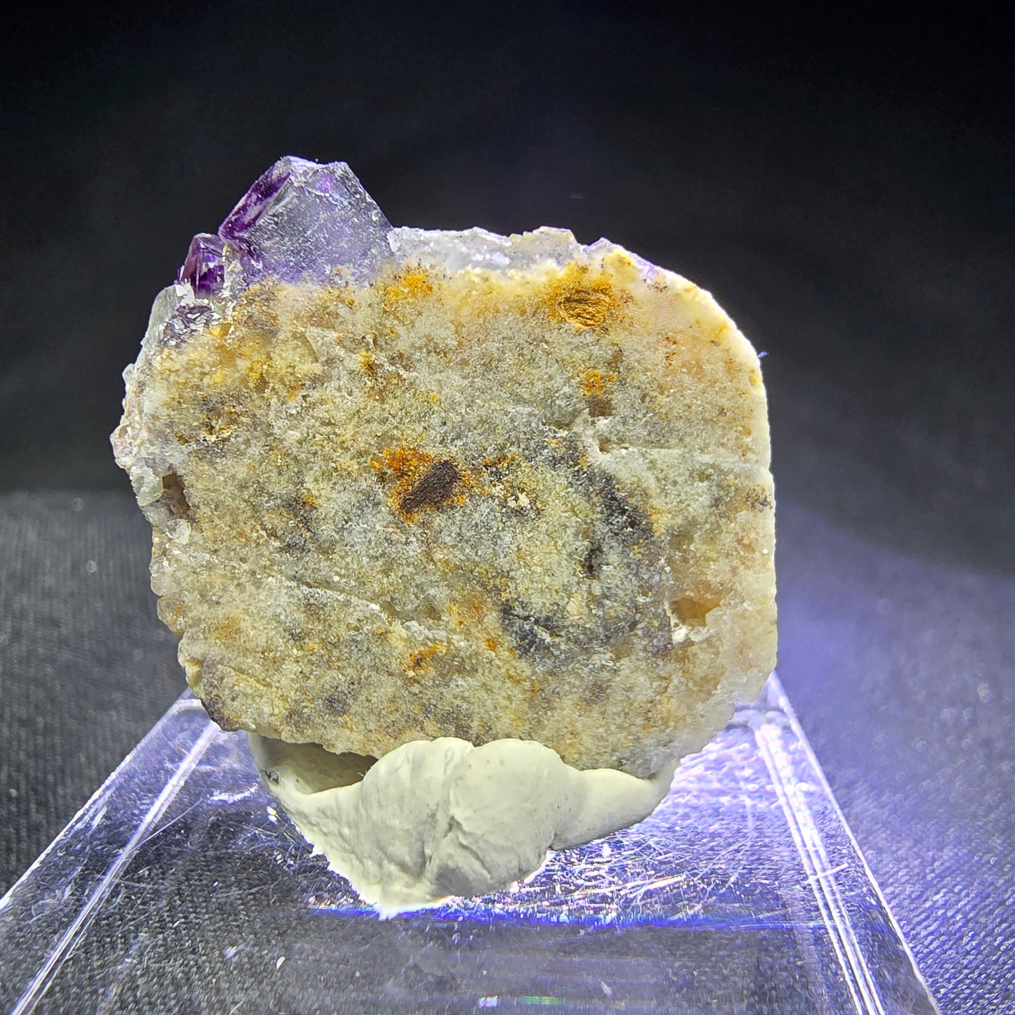 Klare zonare Fluorit Würfel Stufe lila weiß 28*21*12mm Okorusu, Namibia Sammlung