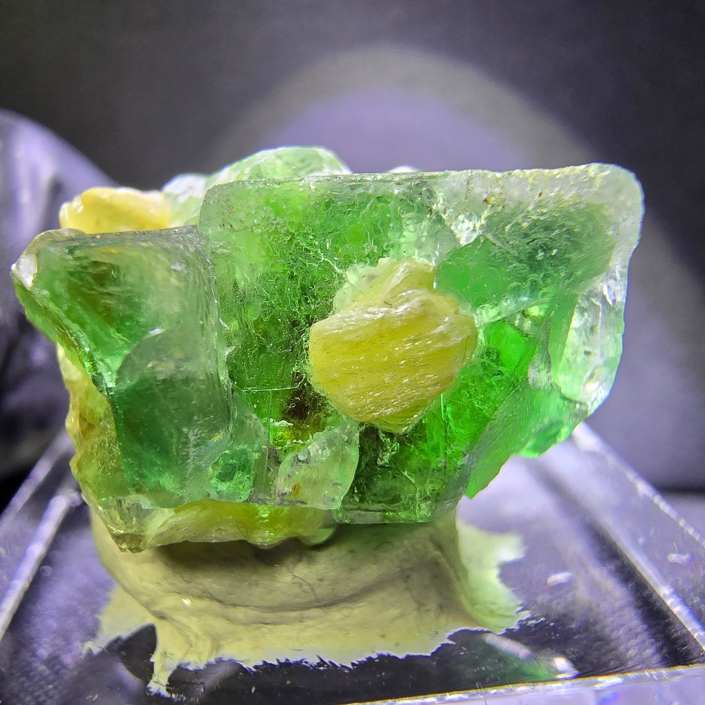 TOP Phantom Fluorit mit Muskovit grün 20*17*12mm Erongo, Namibia Sammlung