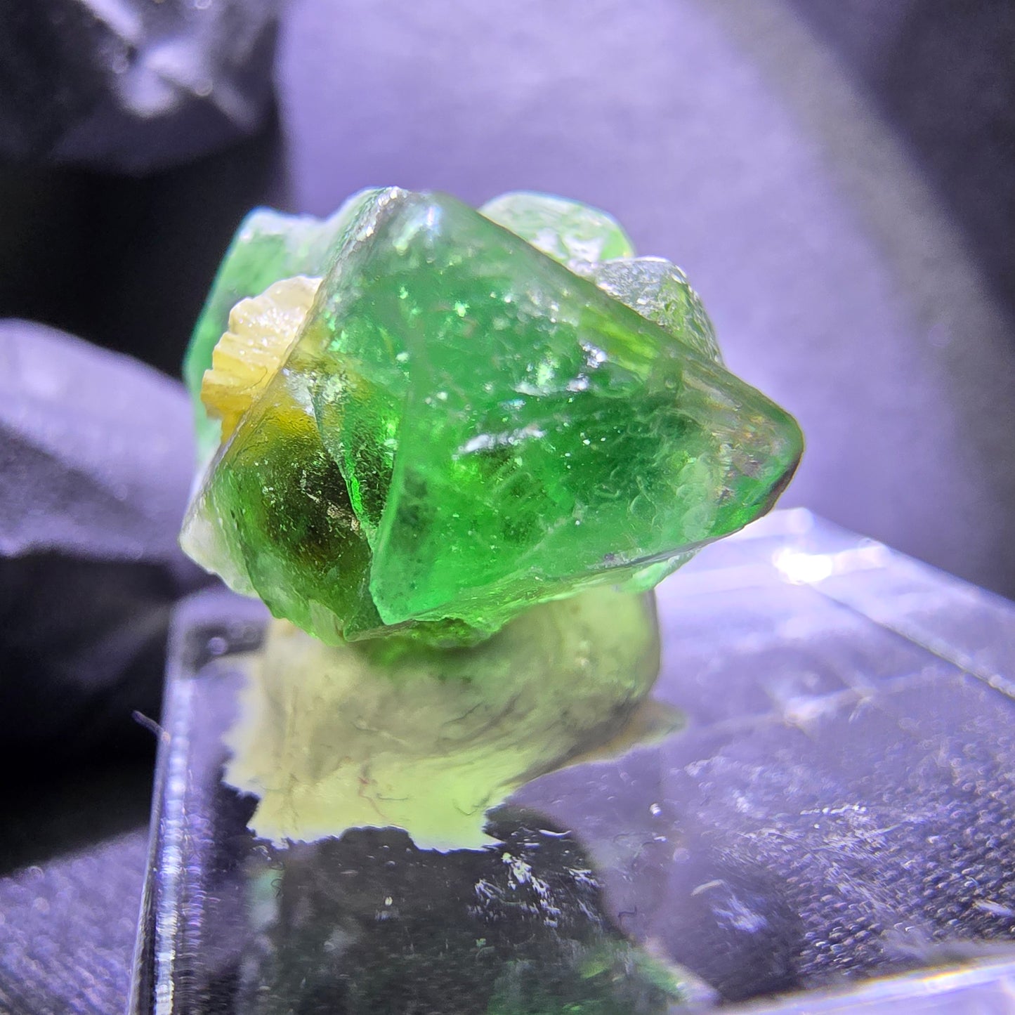 TOP Phantom Fluorit mit Muskovit grün 20*17*12mm Erongo, Namibia Sammlung