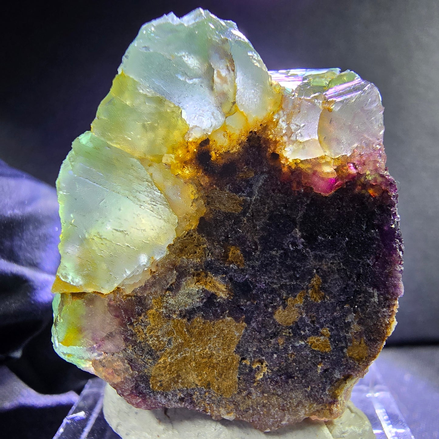 Seltene Phantom Fluorit XX Würfel Stufe grün lila 30*24*15mm aus Okorusu Namibia