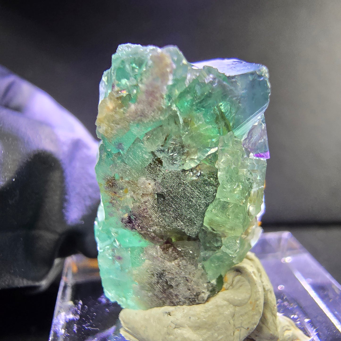 Seltene Phantom Fluorit Würfel Stufe grün 22*14*12mm Okorusu, Namibia Sammlung