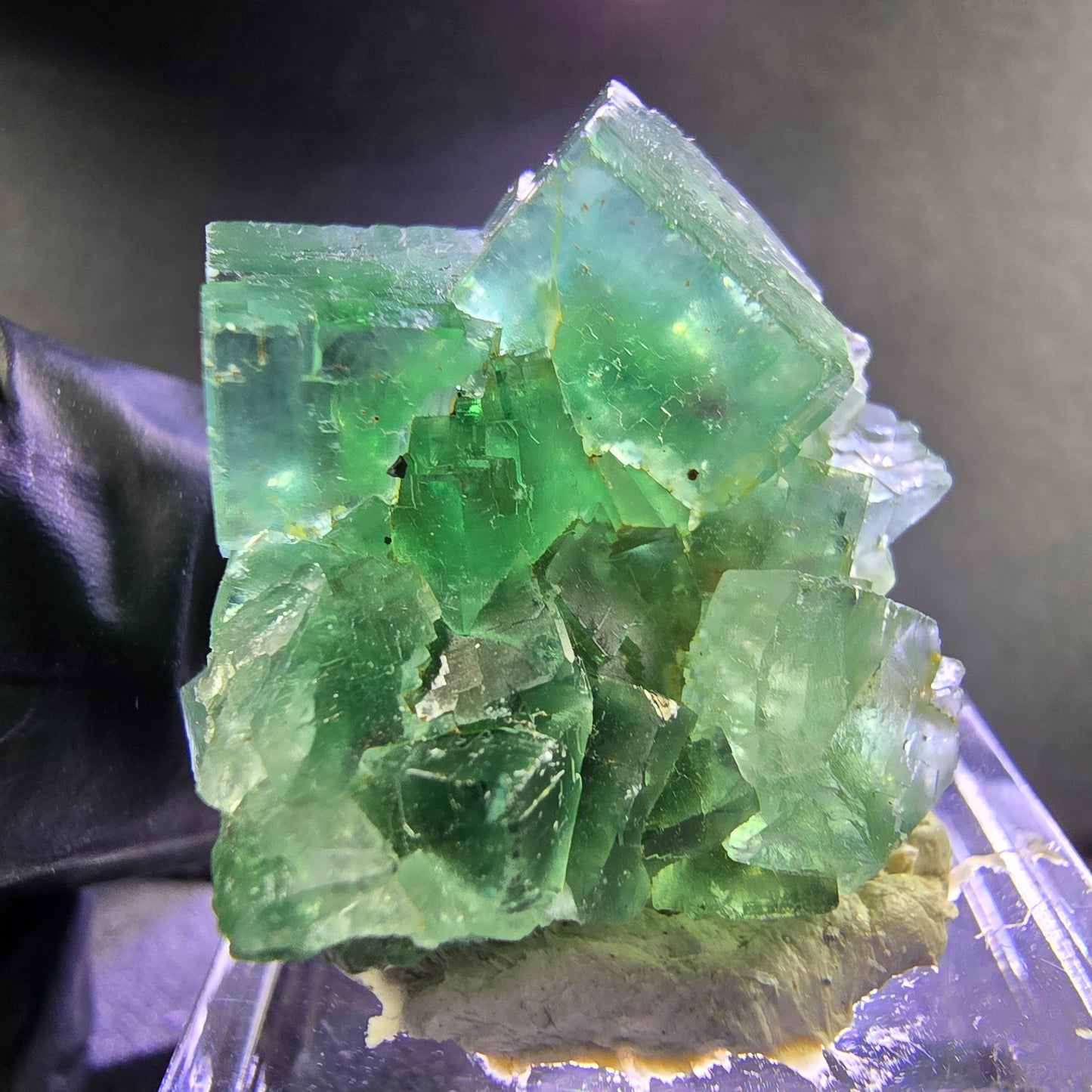 Seltene Phantom Fluorit Würfel Stufe grün 25*24*15mm Okorusu, Namibia Sammlung