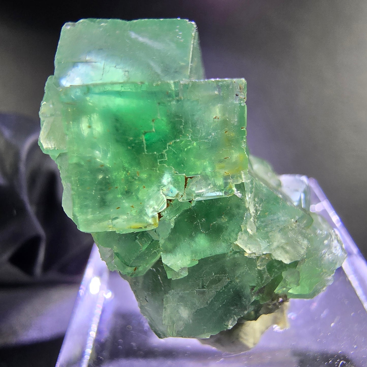 Seltene Phantom Fluorit Würfel Stufe grün 25*24*15mm Okorusu, Namibia Sammlung