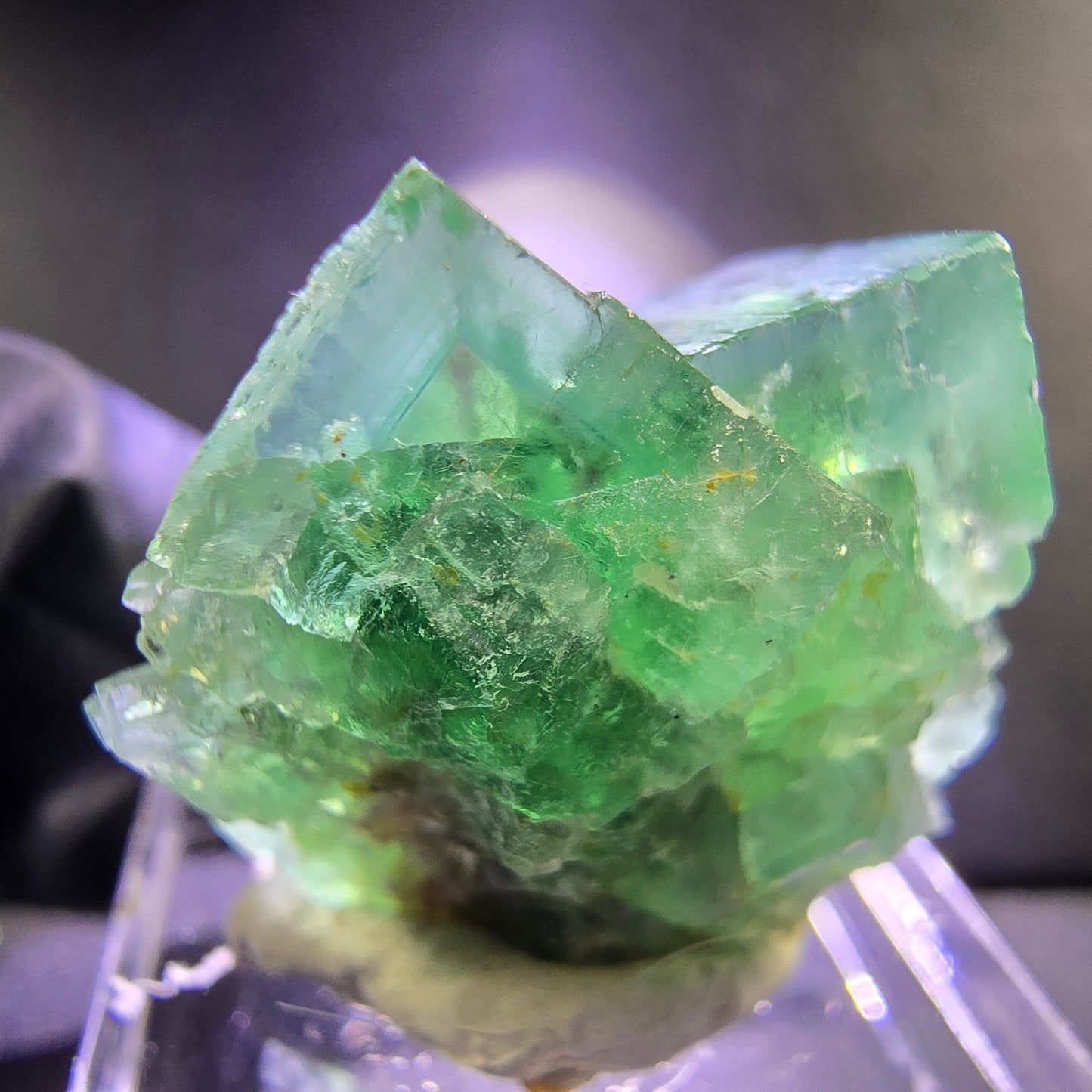 Seltene Phantom Fluorit Würfel Stufe grün 25*24*15mm Okorusu, Namibia Sammlung