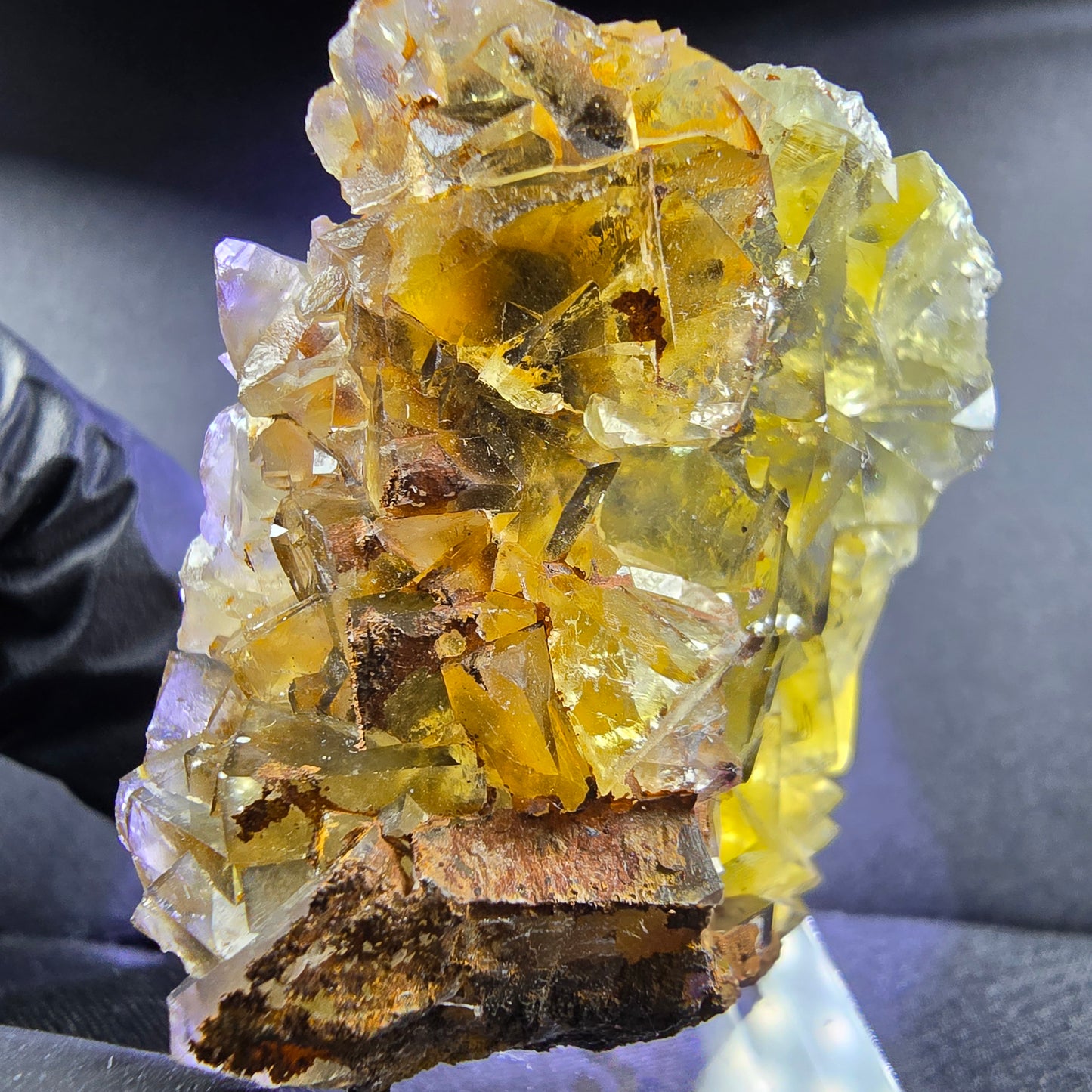 Seltene Honey Pocket Phantom Fluorit Stufe gelb grün 42*33*20mm Okorusu, Namibia