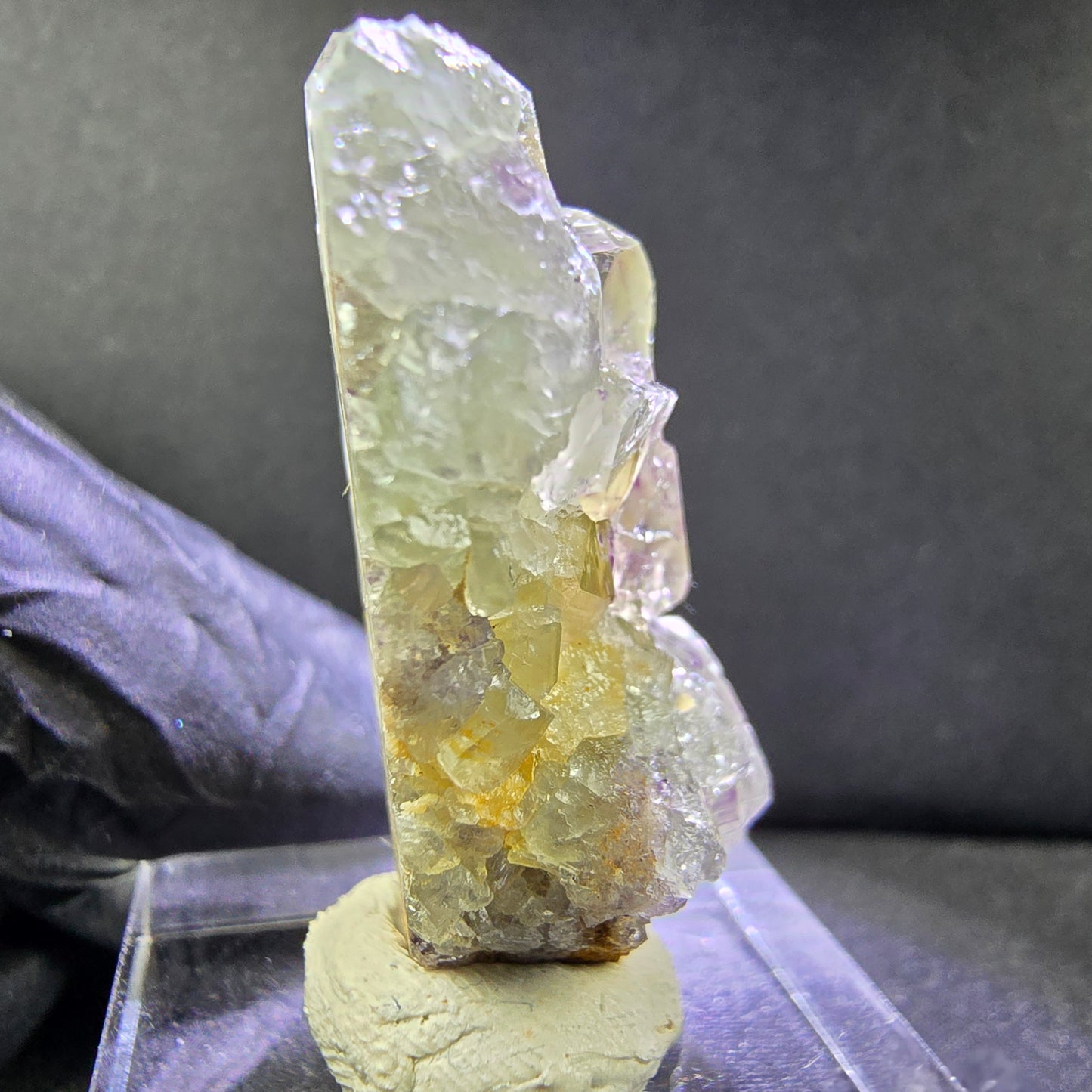 Seltene Phantom Fluorit XX Würfel Stufe grün lila 35*21*14mm Okorusu, Namibia