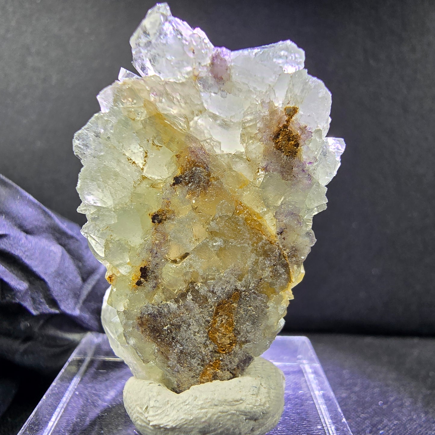 Seltene Phantom Fluorit XX Würfel Stufe grün lila 35*21*14mm Okorusu, Namibia