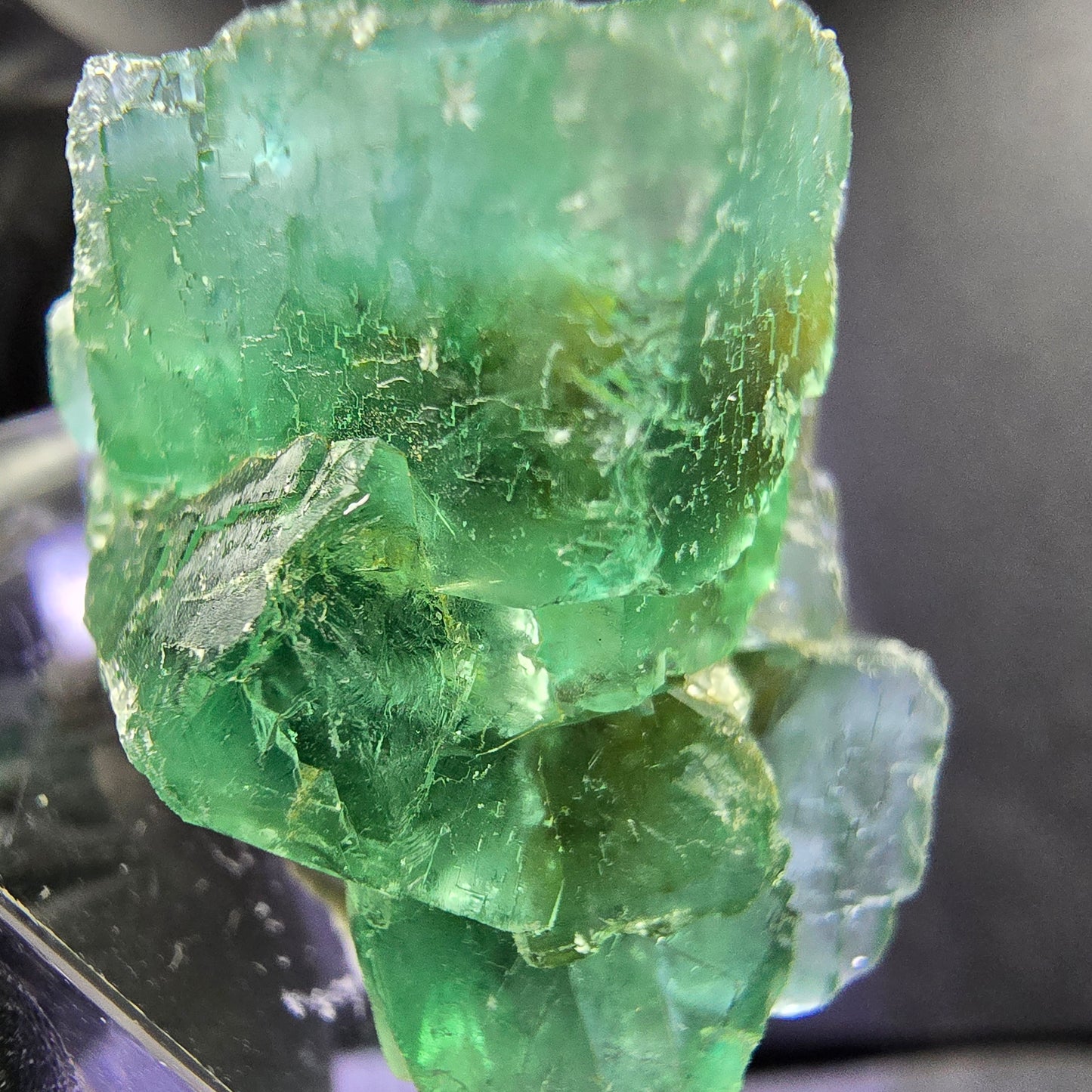 Seltene Phantom Fluorit Würfel Stufe grün 26*20*20mm Okorusu, Namibia Sammlung