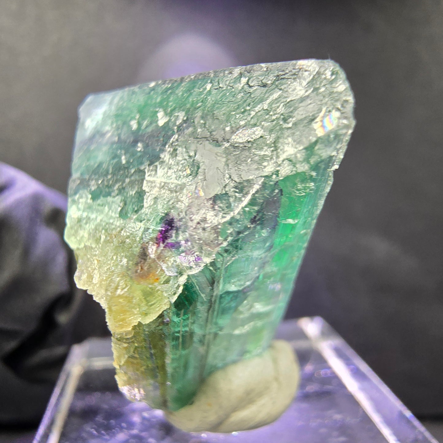 Seltener Phantom Fluorit Würfel grün lila 30*25*16mm Okorusu, Namibia Sammlung