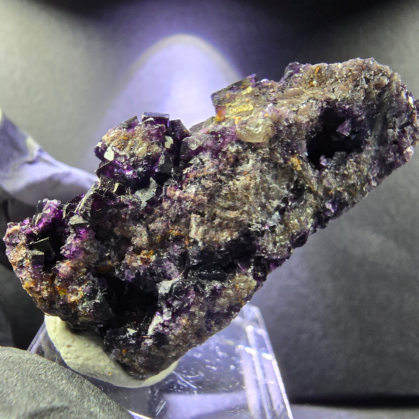 Seltene Fluorit Würfel Stufe lila 43*34*20mm Okorusu, Namibia Mineraliensammlung