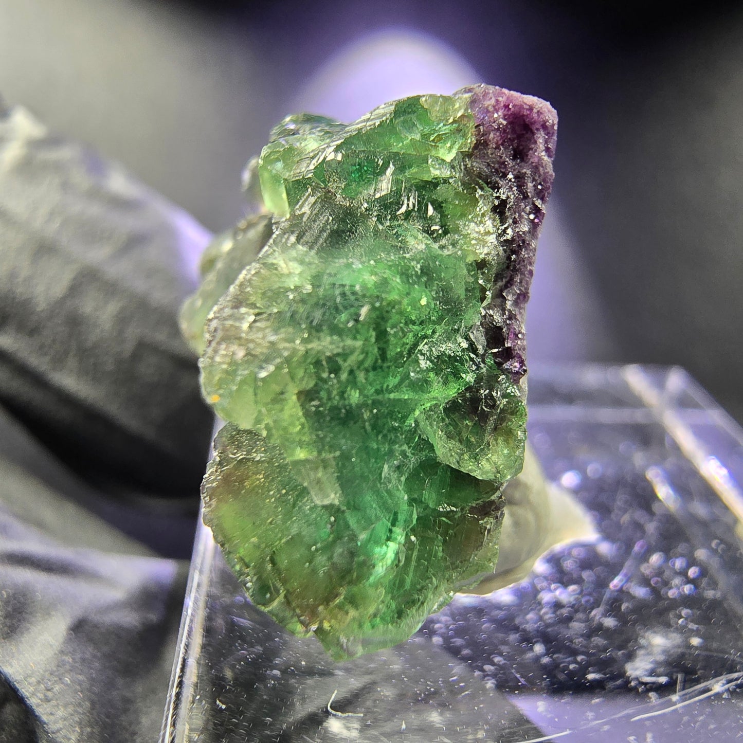 Seltene Fluorit Würfel Stufe grün lila 26*15*11mm Okorusu, Namibia Sammlung