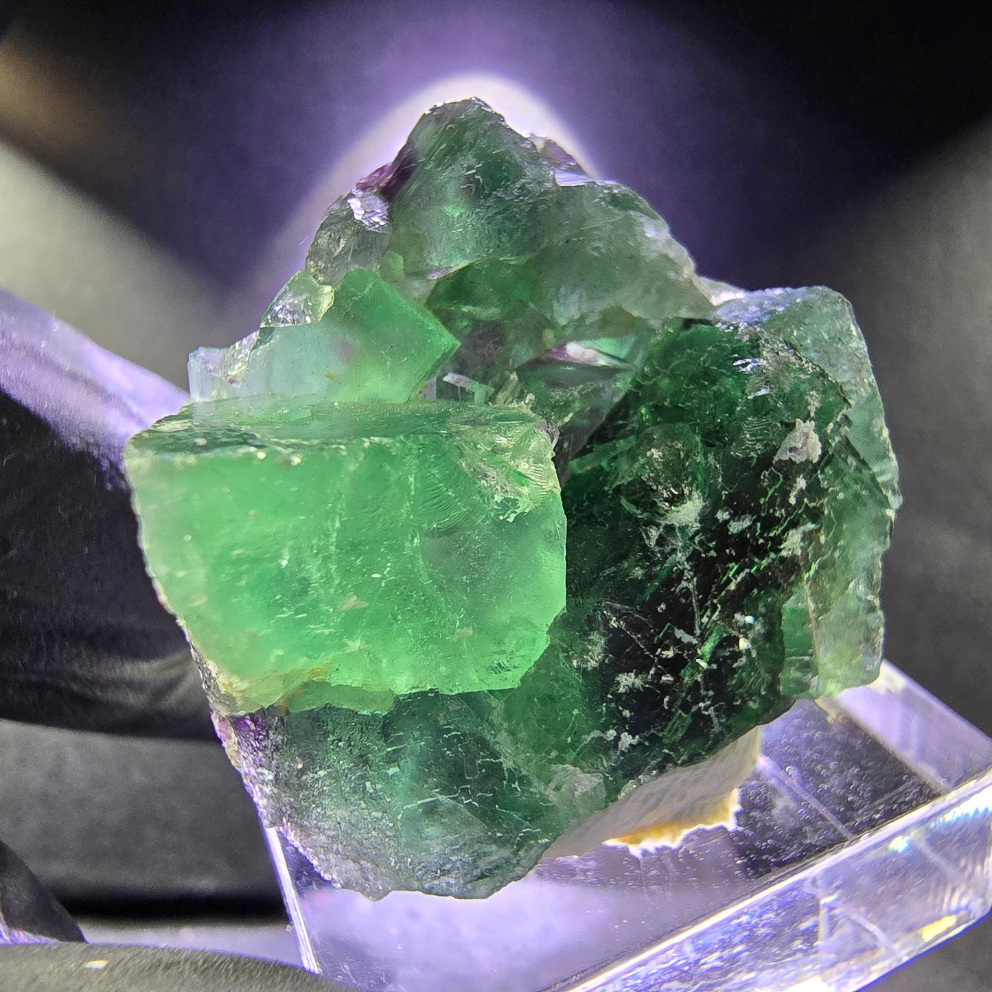 Seltene Phantom Fluorit XX Würfel Stufe grün lila 30*26*14mm aus Okorusu, Namibia