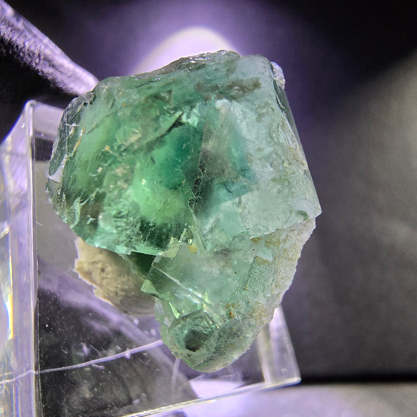 Seltene Phantom Fluorit XX Würfel Stufe grün lila 24*23*12mm aus Okorusu, Namibia