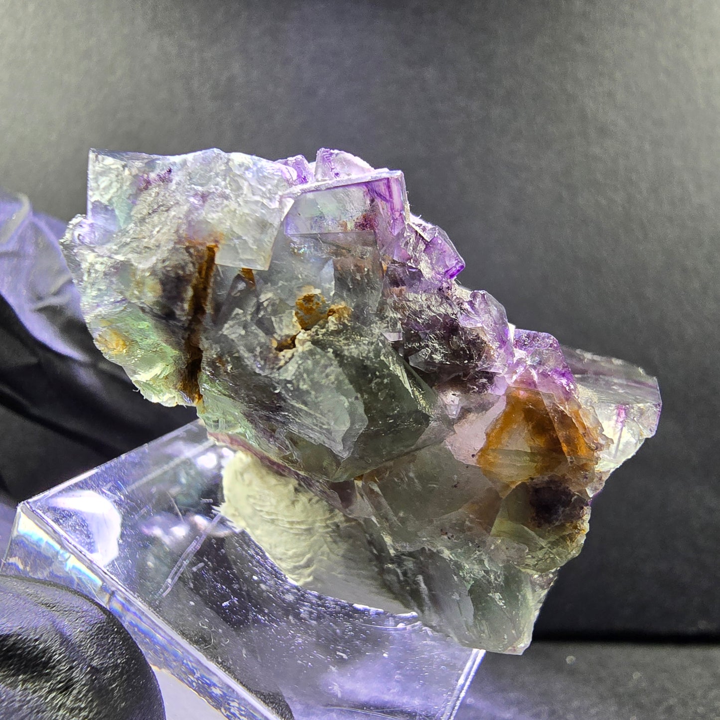 Seltene Zonare Phantom Fluorit XX Stufe lila grün 36*35*25mm Okorusu, Namibia