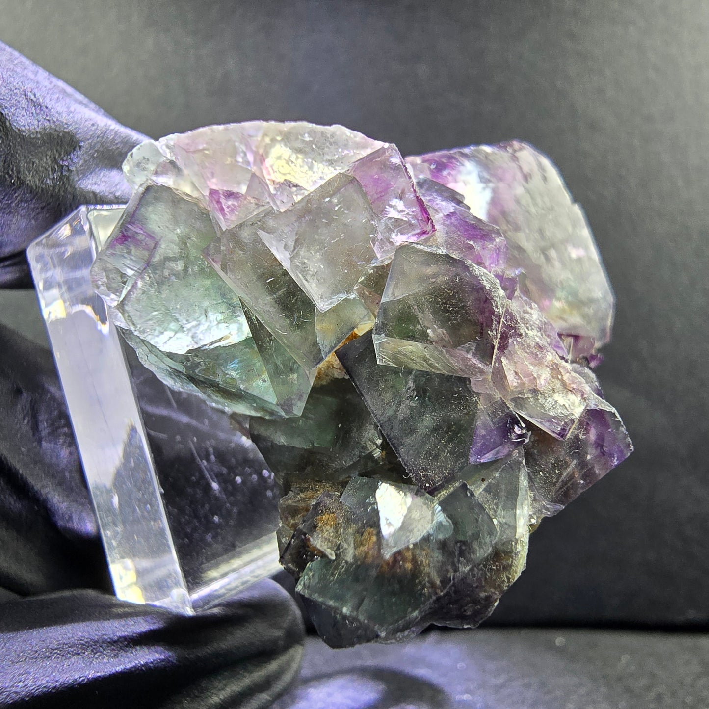Seltene Zonare Phantom Fluorit XX Stufe lila grün 36*35*25mm Okorusu, Namibia
