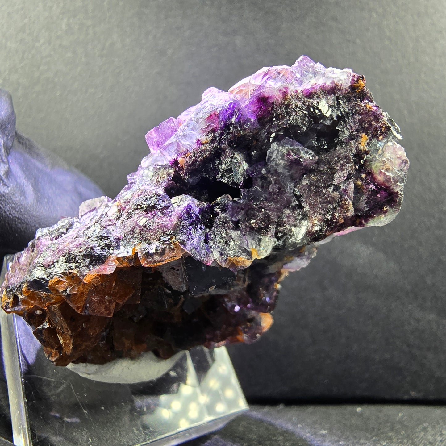 Seltene Phantom Fluorit XX Stufe lila grün mit Eisen 40*36*23mm Okorusu, Namibia