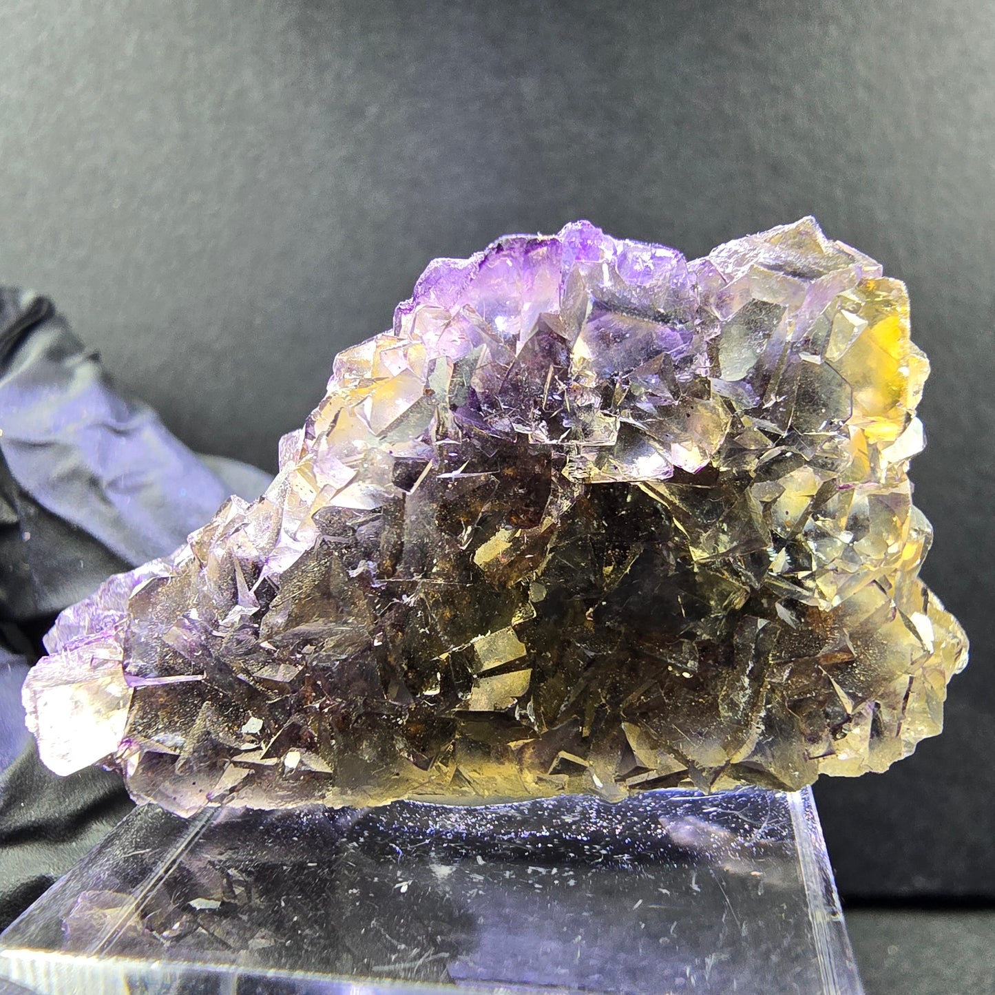 Seltene Honey Pocket Phantom Fluorit XX Würfel Stufe 46*22*23mm Okorusu, Namibia