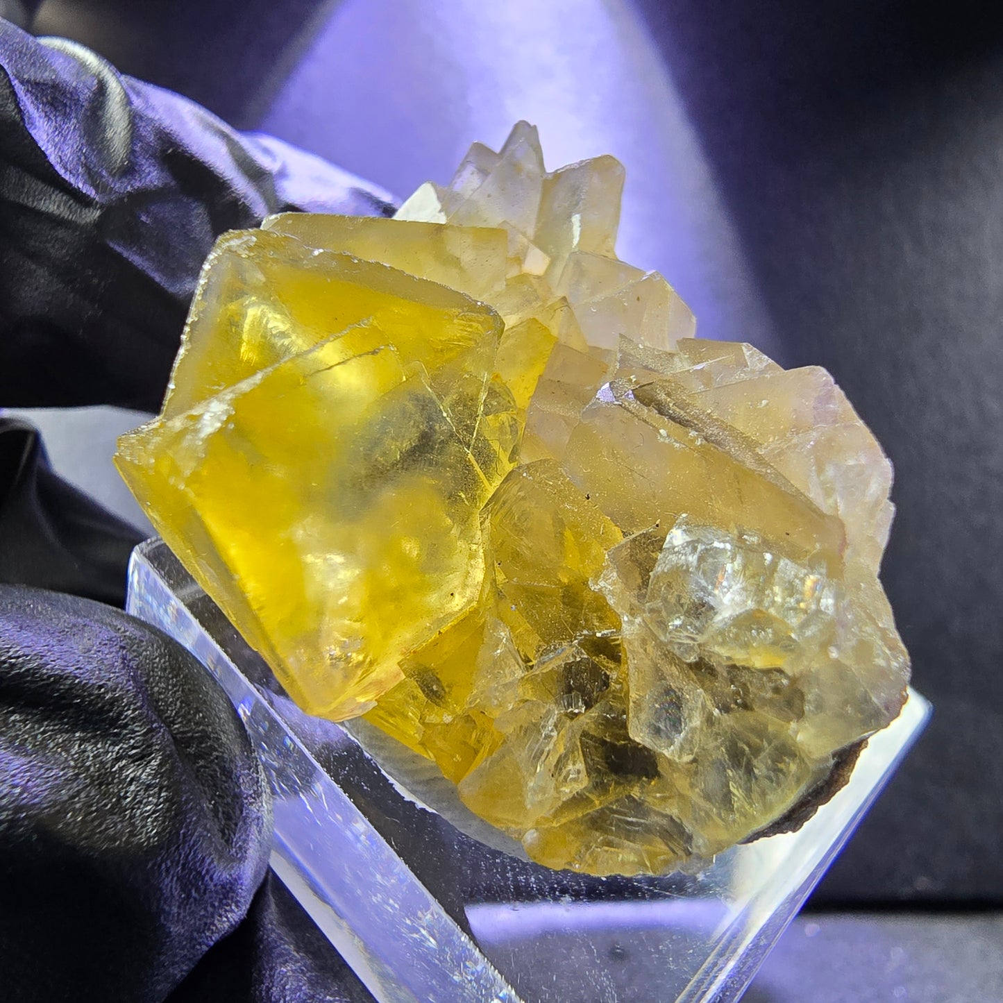 Seltene Honey Pocket Phantom Fluorit XX Würfel Stufe 31*20*19mm Okorusu, Namibia