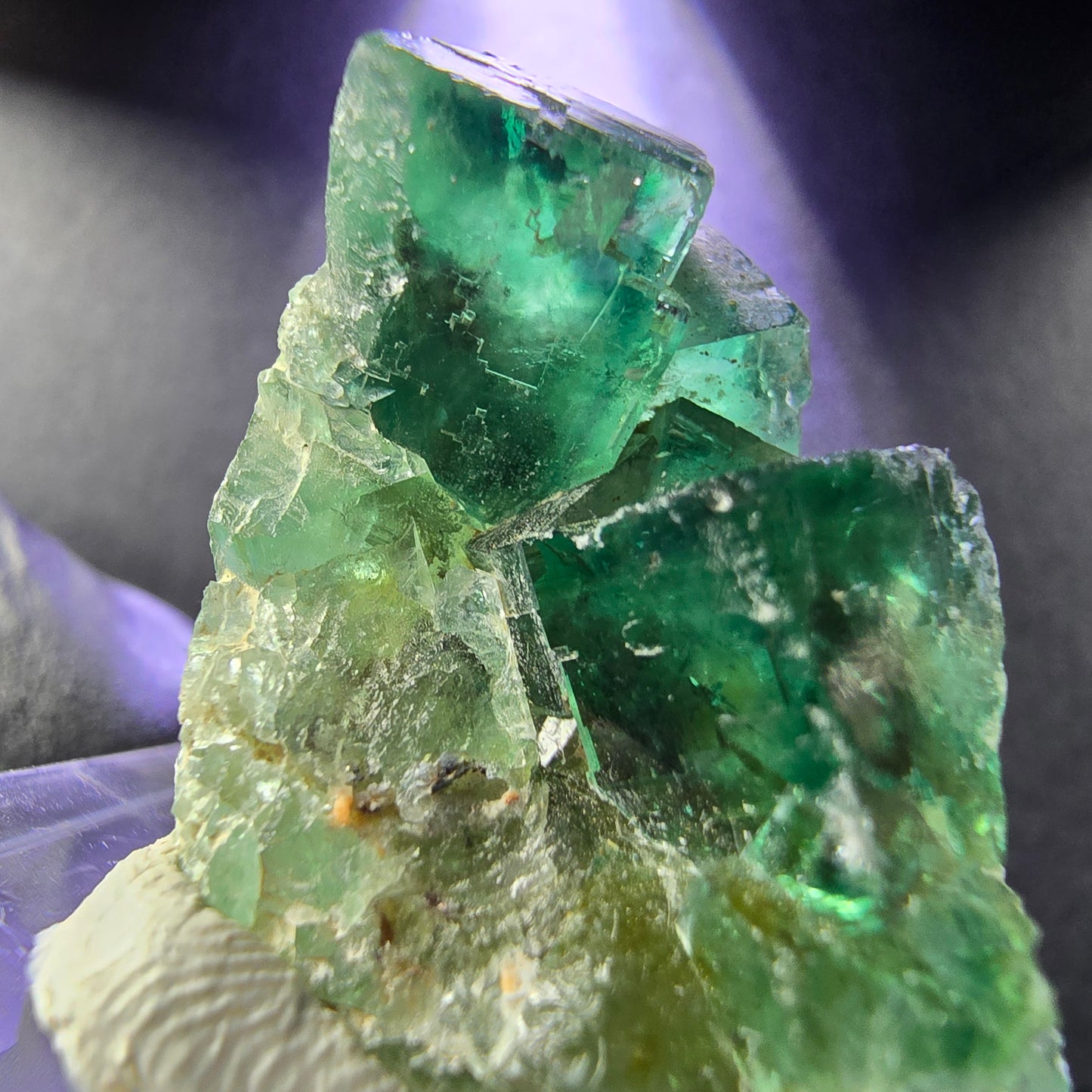 Seltene Phantom Fluorit Würfel Stufe grün 37*24*17mm Okorusu, Namibia Sammlung
