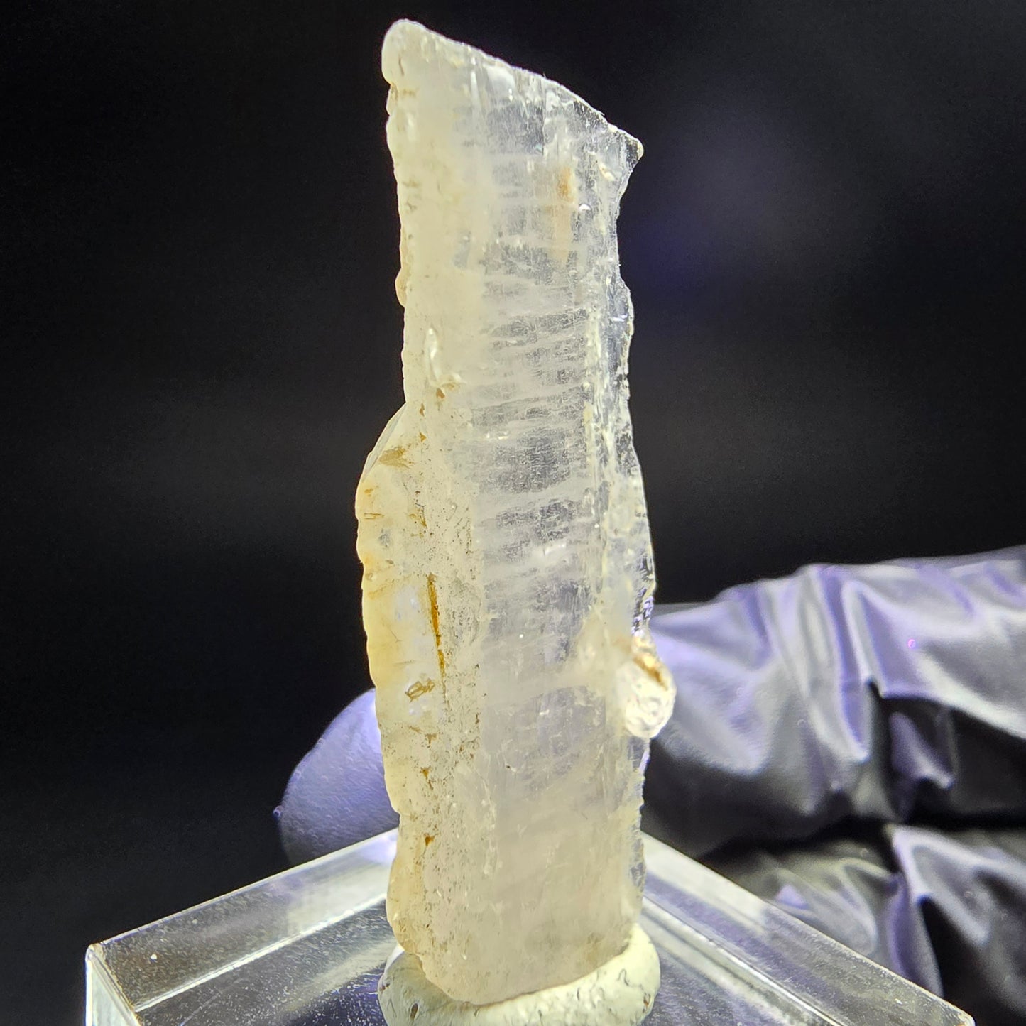 Seltener Kunzit Spodumen Kristall weiß UV Mineral 41*15*6mm Brasilien Sammlung