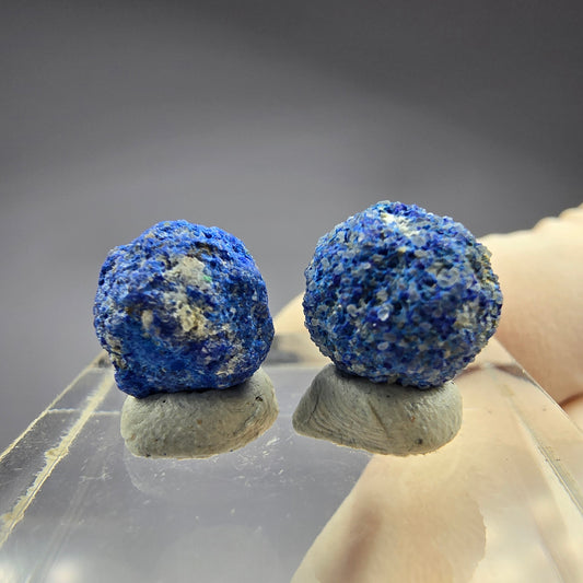 2x seltene Azurit Blueberry - Set 10mm + 9,5mm Durchmesser aus USA, New Mexico