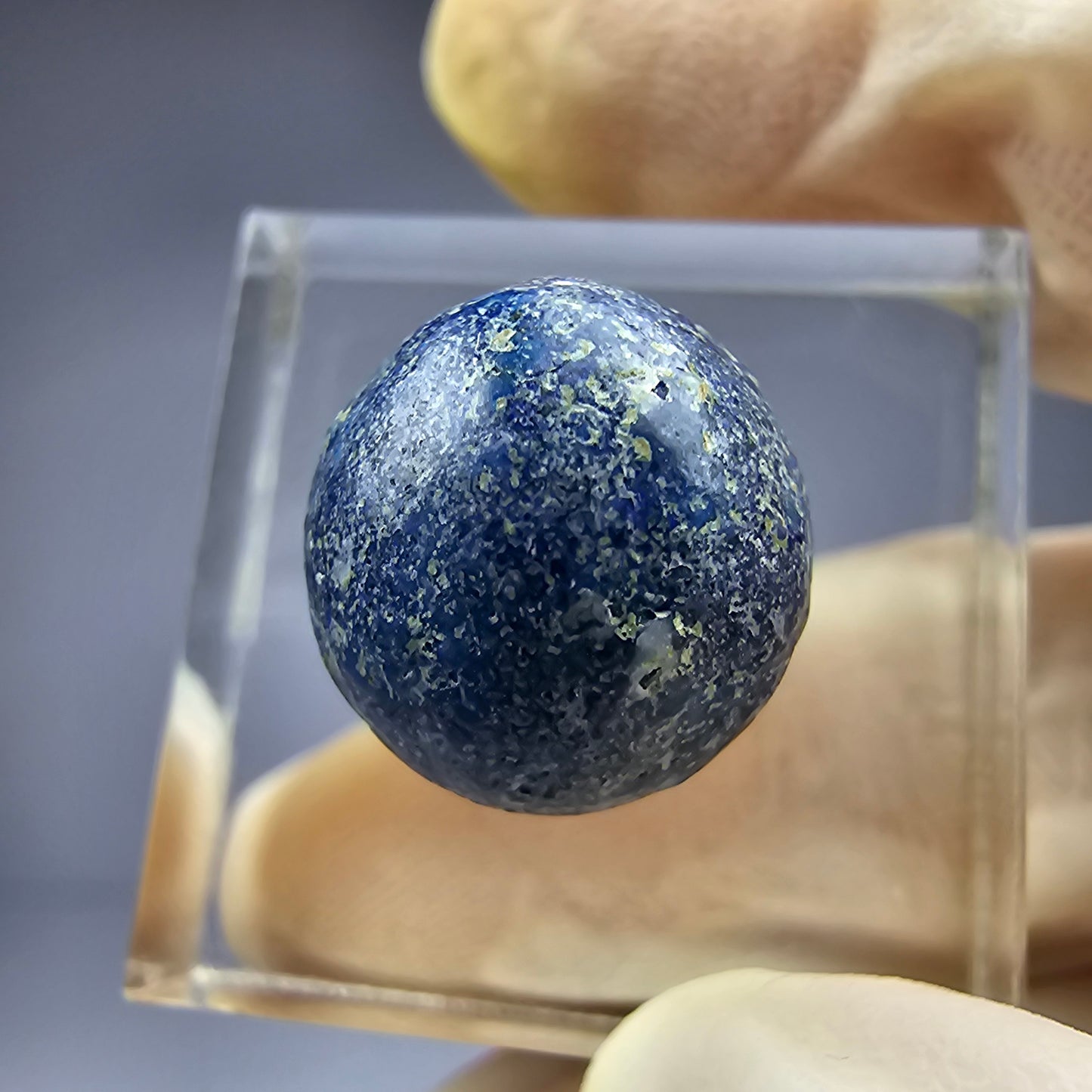 Seltene große Azurit Blueberry - poliert 14,2mm Durchmesser aus USA, New Mexico