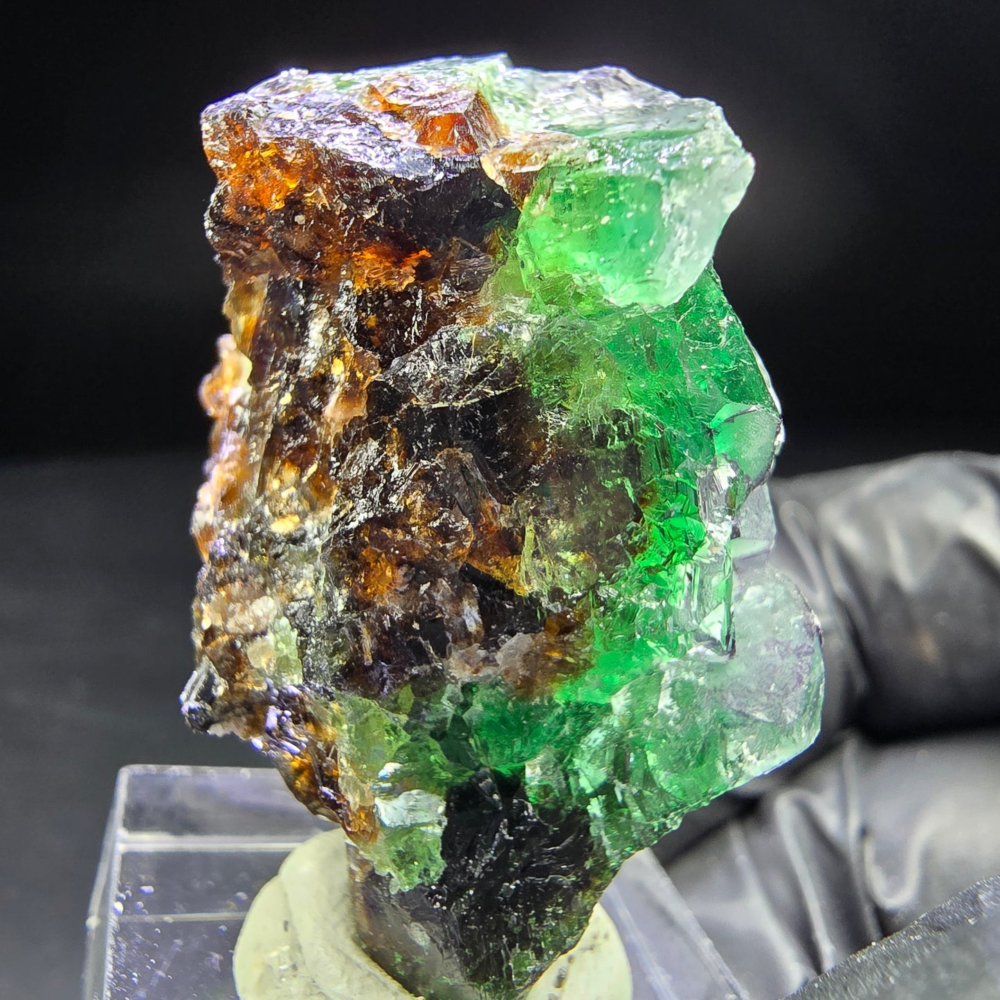 Seltene Phantom Fluorit Würfel Stufe grün braun 37*26*21mm aus Erongo, Namibia