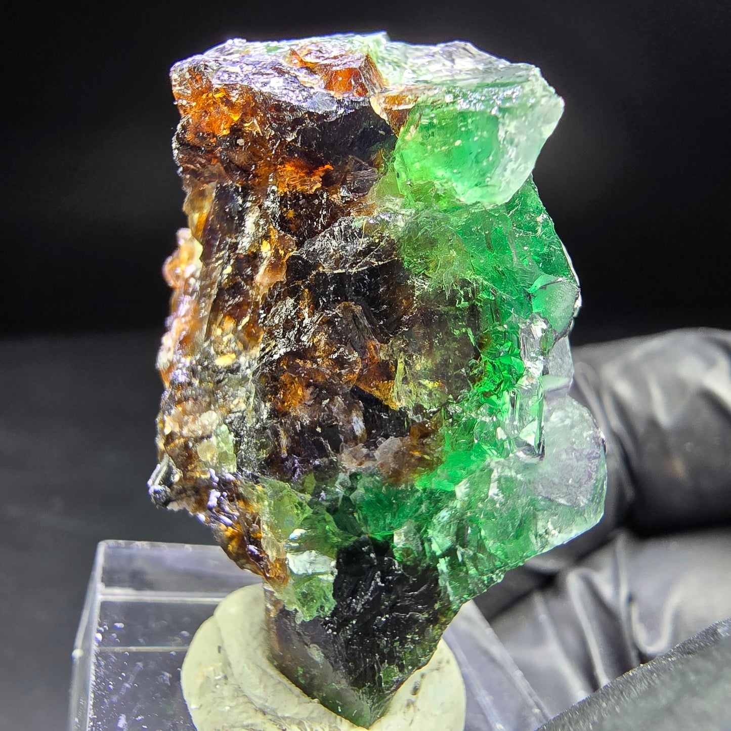 Seltene Phantom Fluorit Würfel Stufe grün braun 37*26*21mm aus Erongo, Namibia