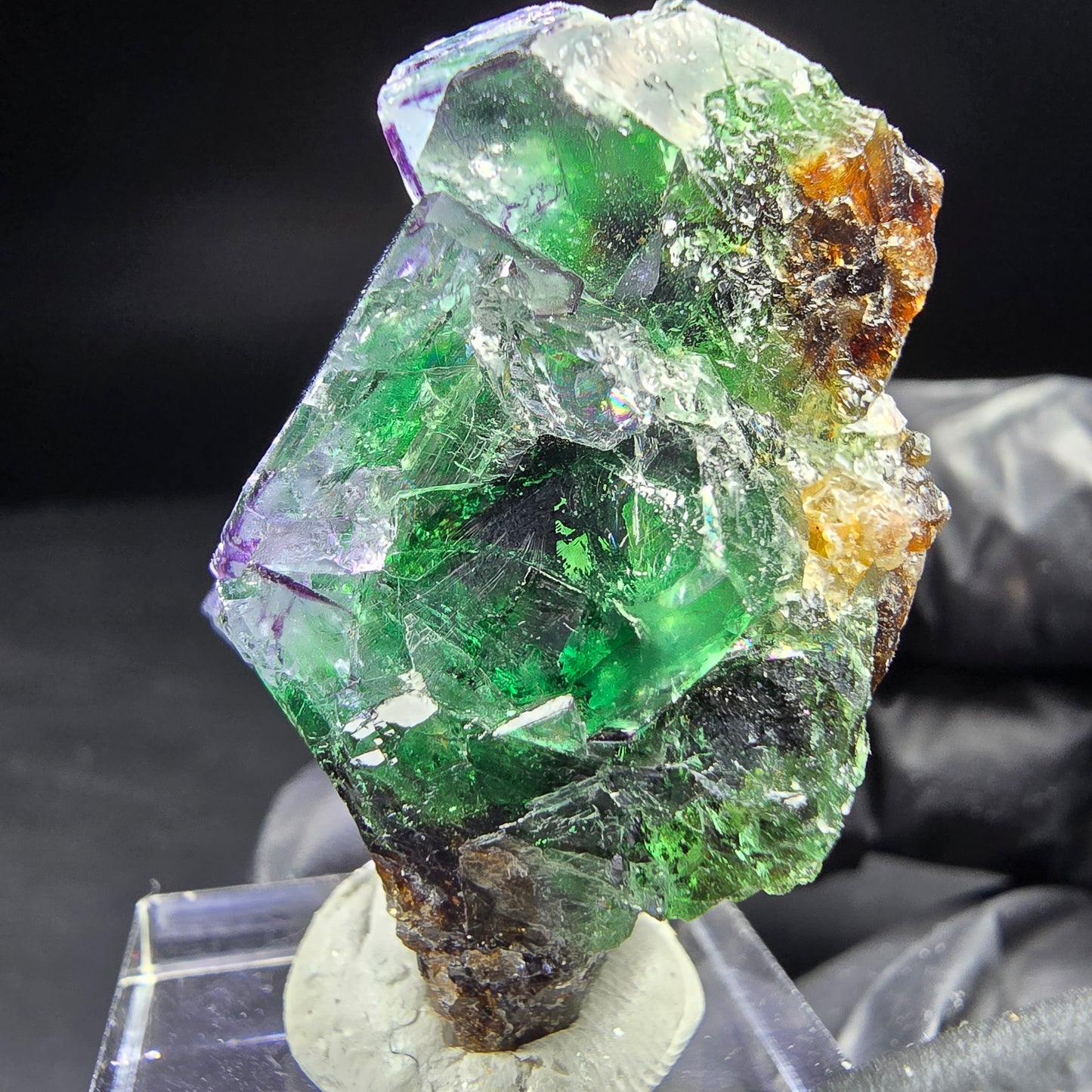 Seltene Phantom Fluorit Würfel Stufe grün braun 37*26*21mm aus Erongo, Namibia