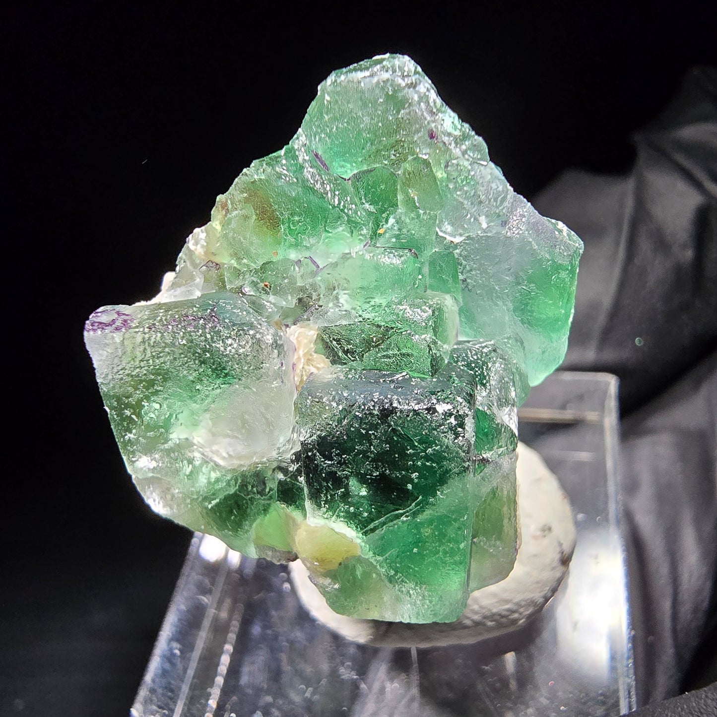 Phantom Fluorit Würfel, Muskovit Stufe Erongo, Namibia 28*22*17mm Sammlung
