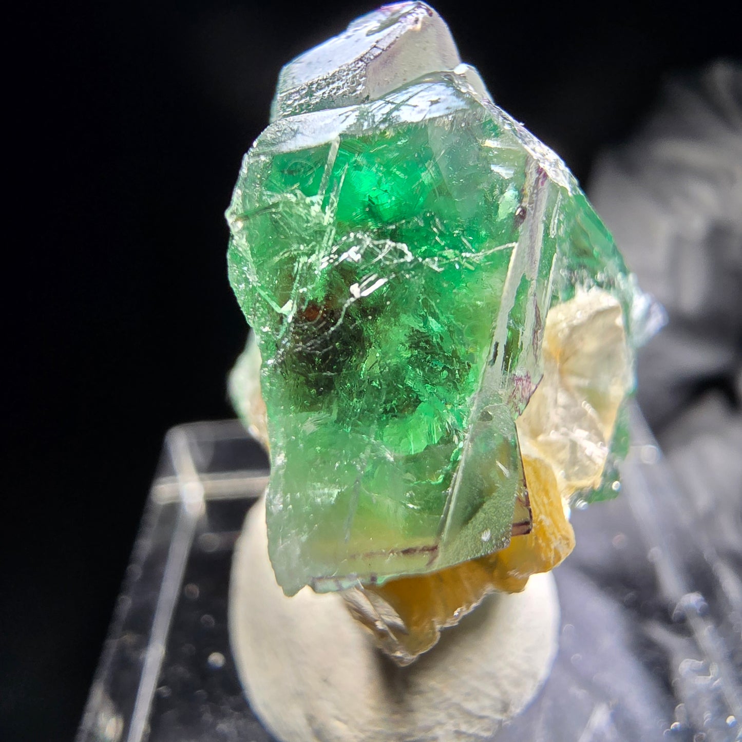 Phantom Fluorit Würfel, Muskovit Stufe Erongo, Namibia 26*20*17mm Sammlung