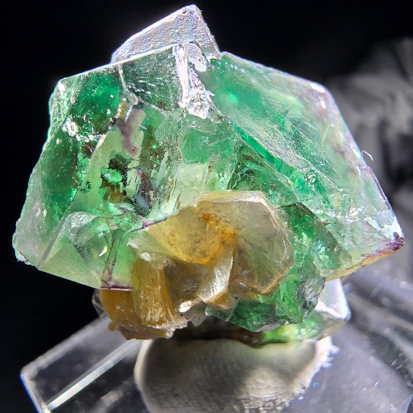 Phantom Fluorit Würfel, Muskovit Stufe Erongo, Namibia 26*20*17mm Sammlung