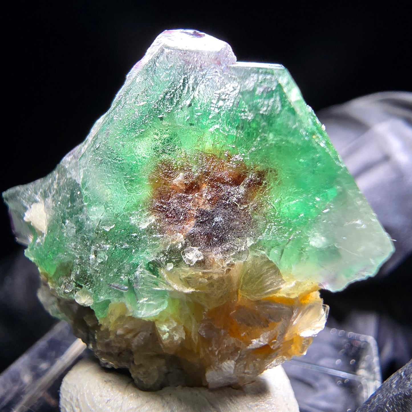Phantom Fluorit Würfel, Muskovit Stufe Erongo, Namibia 26*20*17mm Sammlung