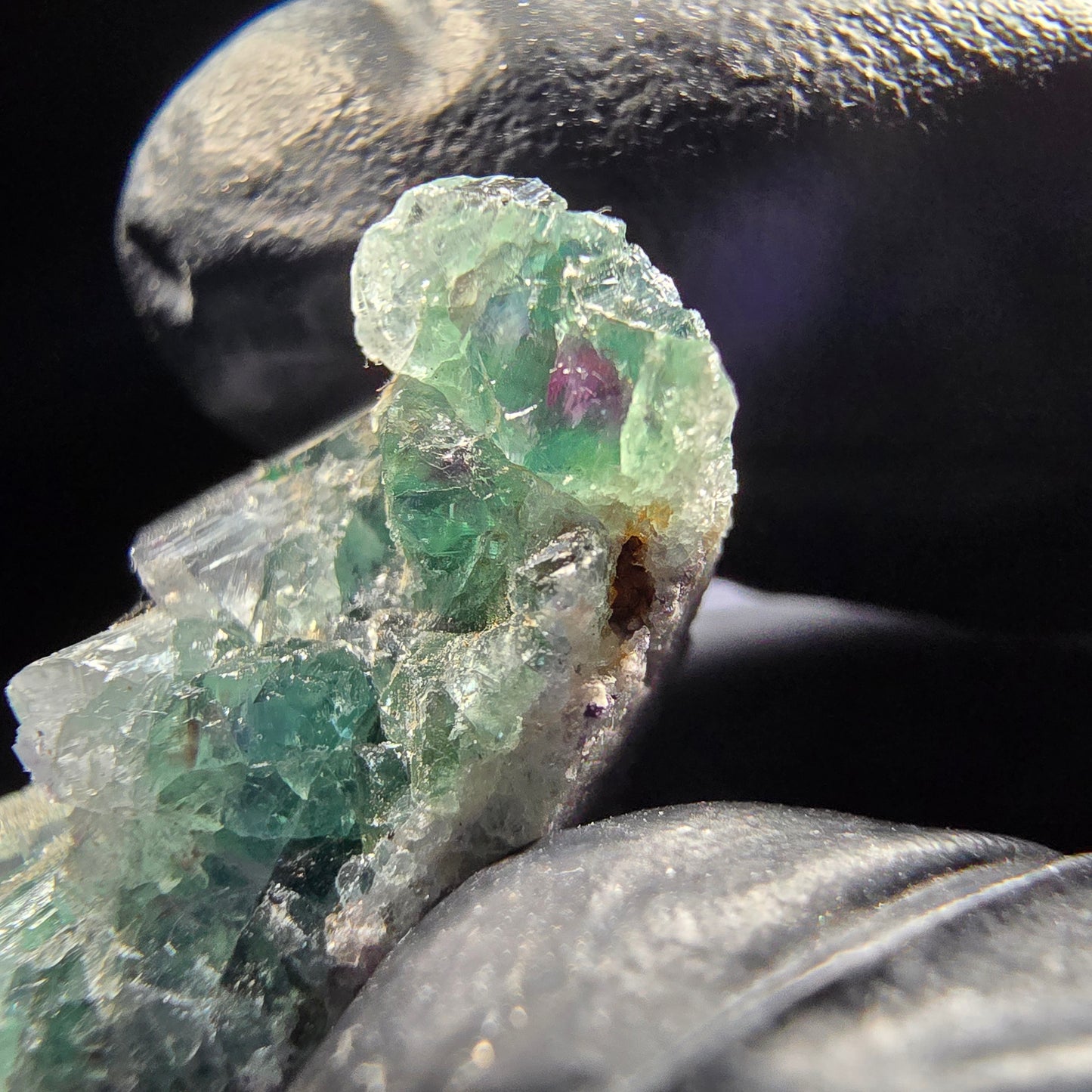 Niveau de cube de fluorite fantôme vert violet Okorusu, collection namibie 35*15*14mm