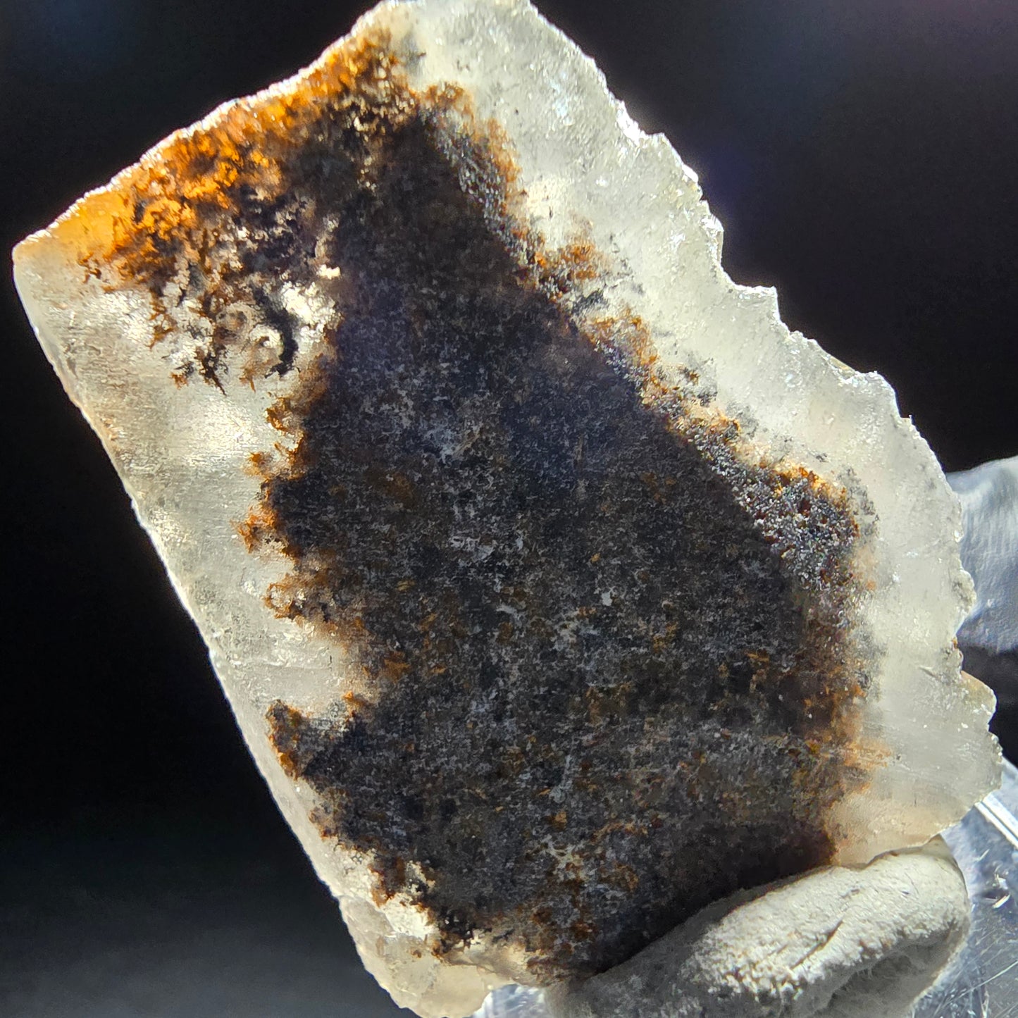 Cube de fluorite fantôme transparent de qualité violet Okorusu, Collection namibie 41*31*14mm