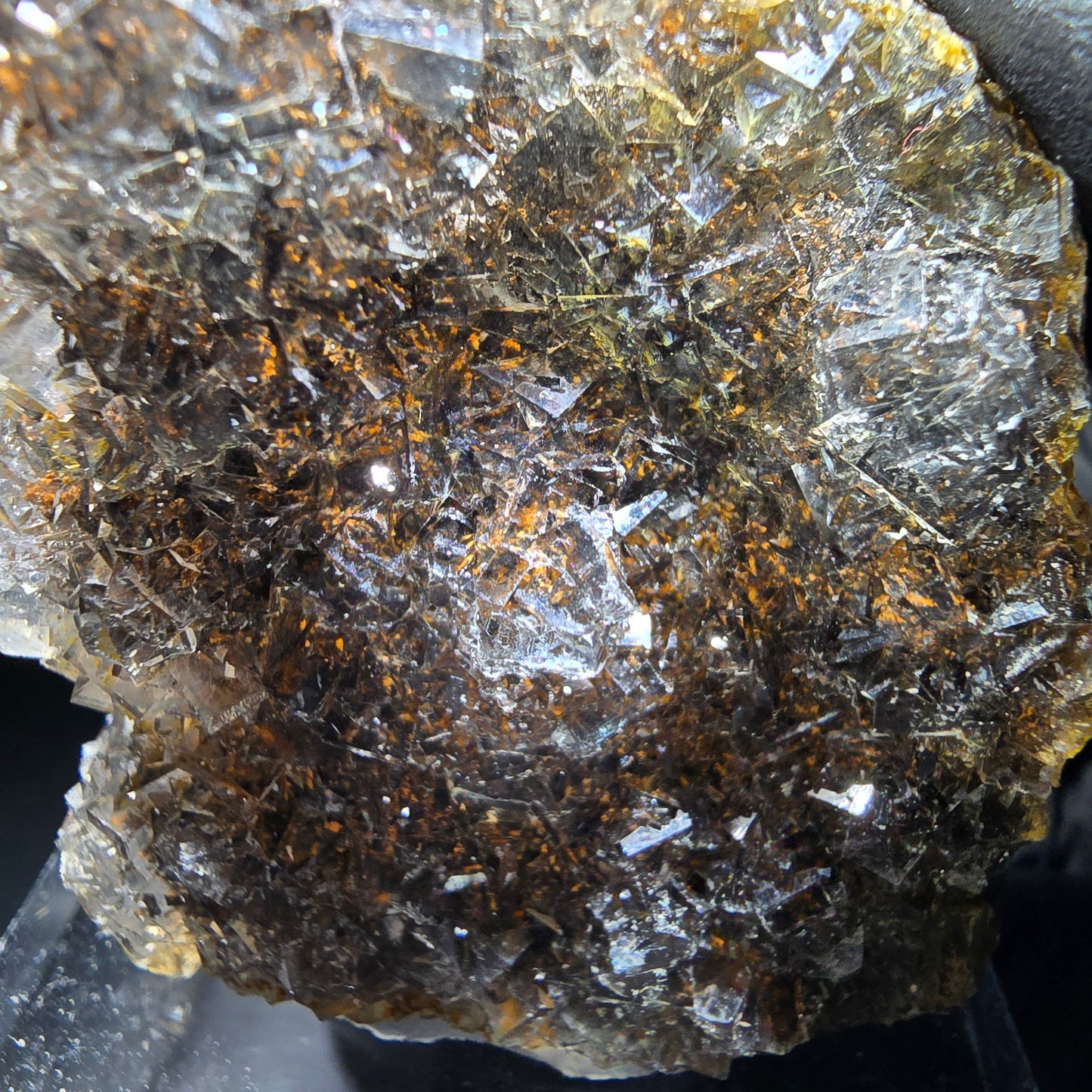 Cube de fluorite Zonar transparent, niveau violet jaune Okorusu, Collection namibie 61*54*17mm