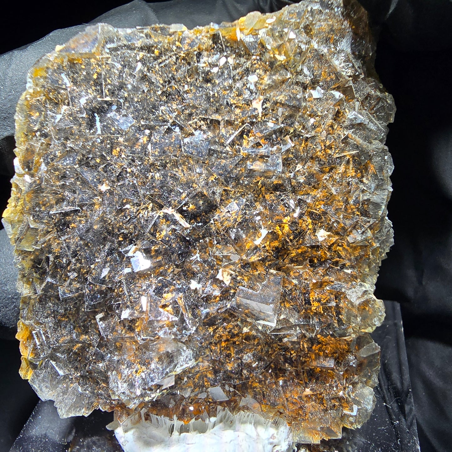 Cube de fluorite Zonar transparent, niveau violet jaune Okorusu, Collection namibie 61*54*17mm