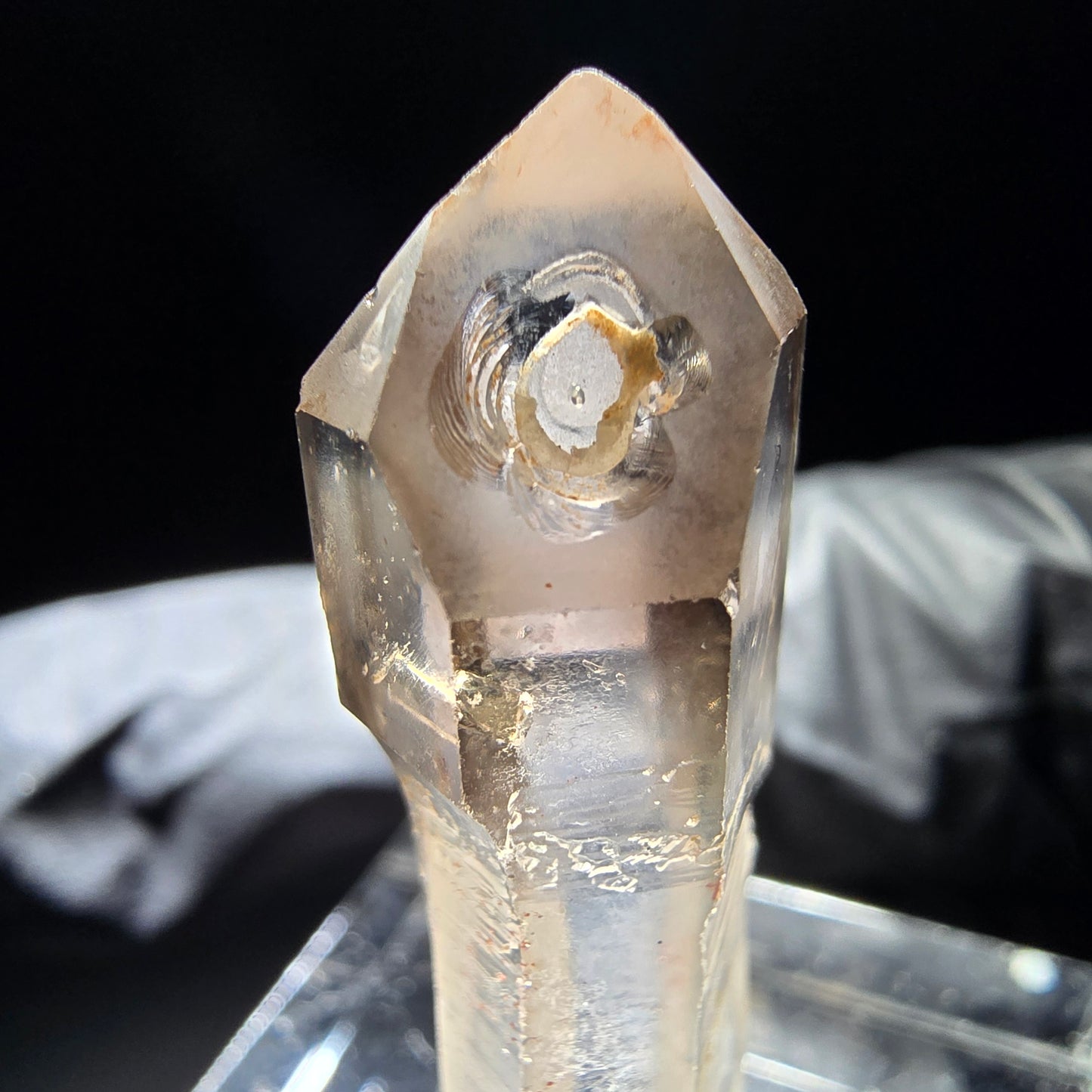 Klare Phantom Rauchquarz Zepter Spitze Goboboseb, Namibia 31*11*8mm Sammlung